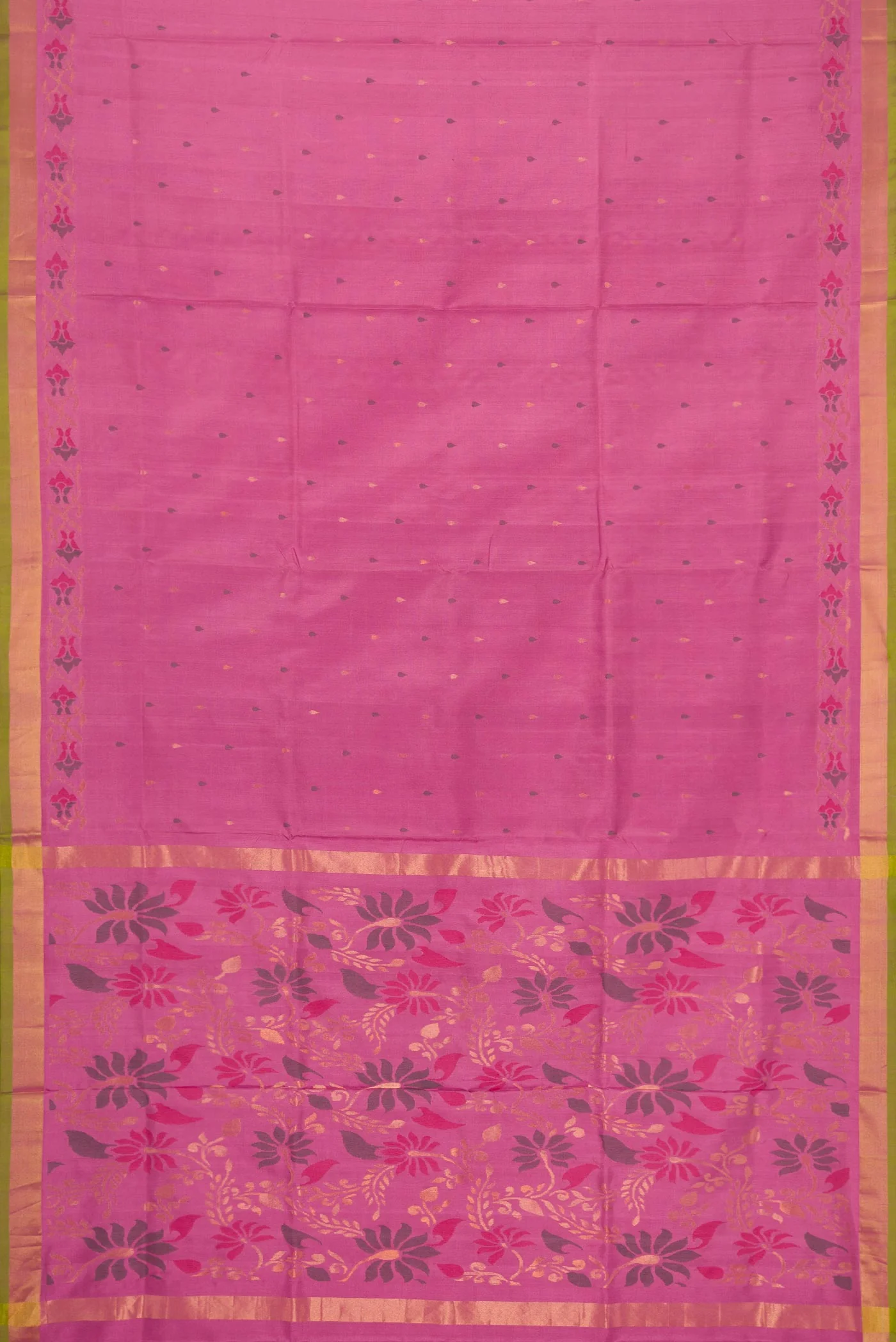 Pink Dual Tone Uppada Silk Saree - Image 6