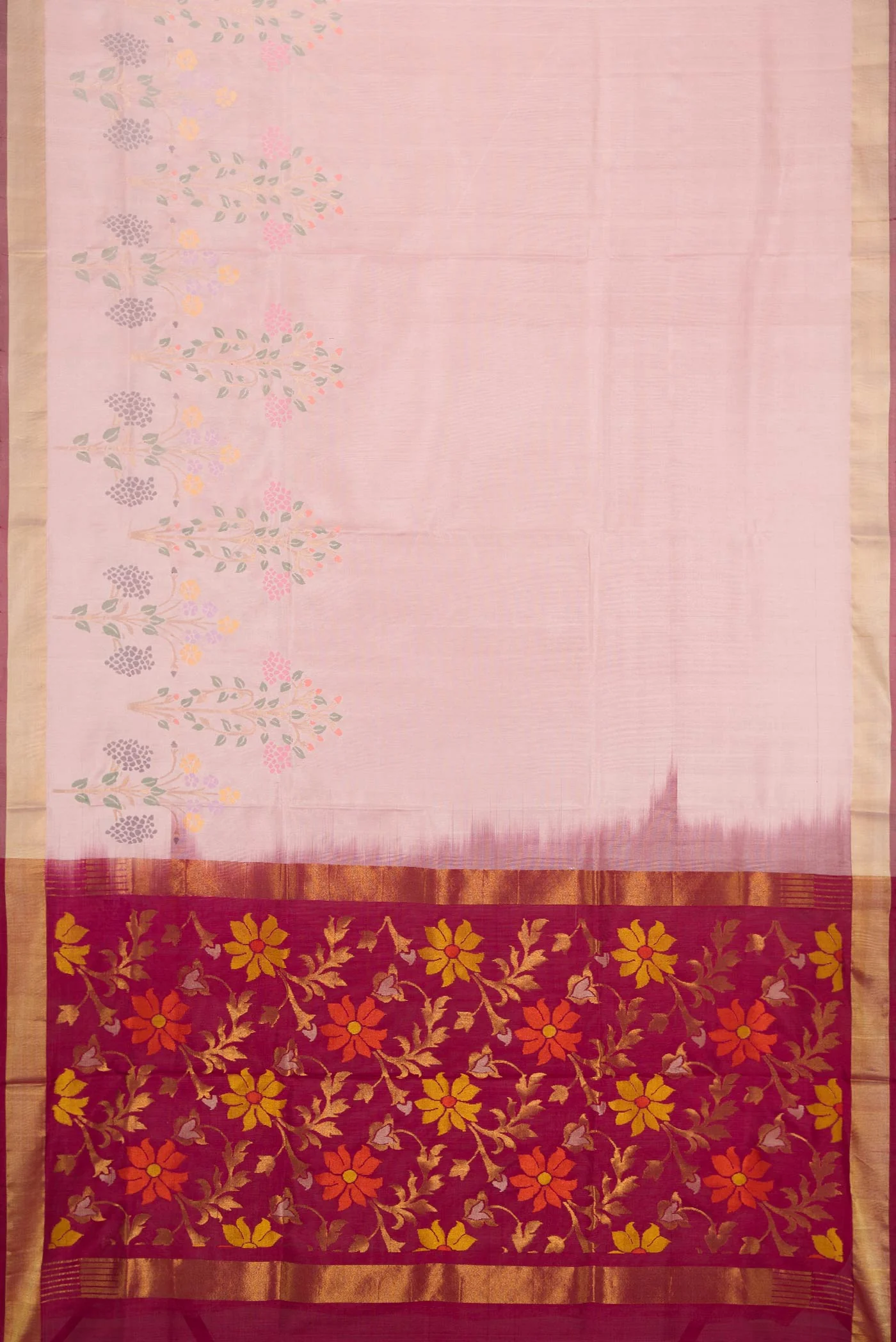 Pink Dual Tone Uppada Silk Saree - Image 7