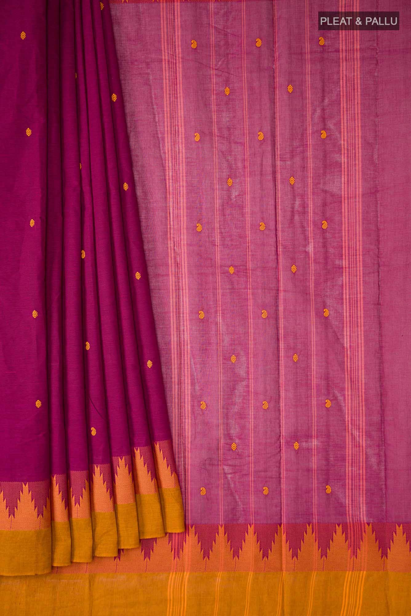 Pink Kanchi Cotton Saree - Image 2