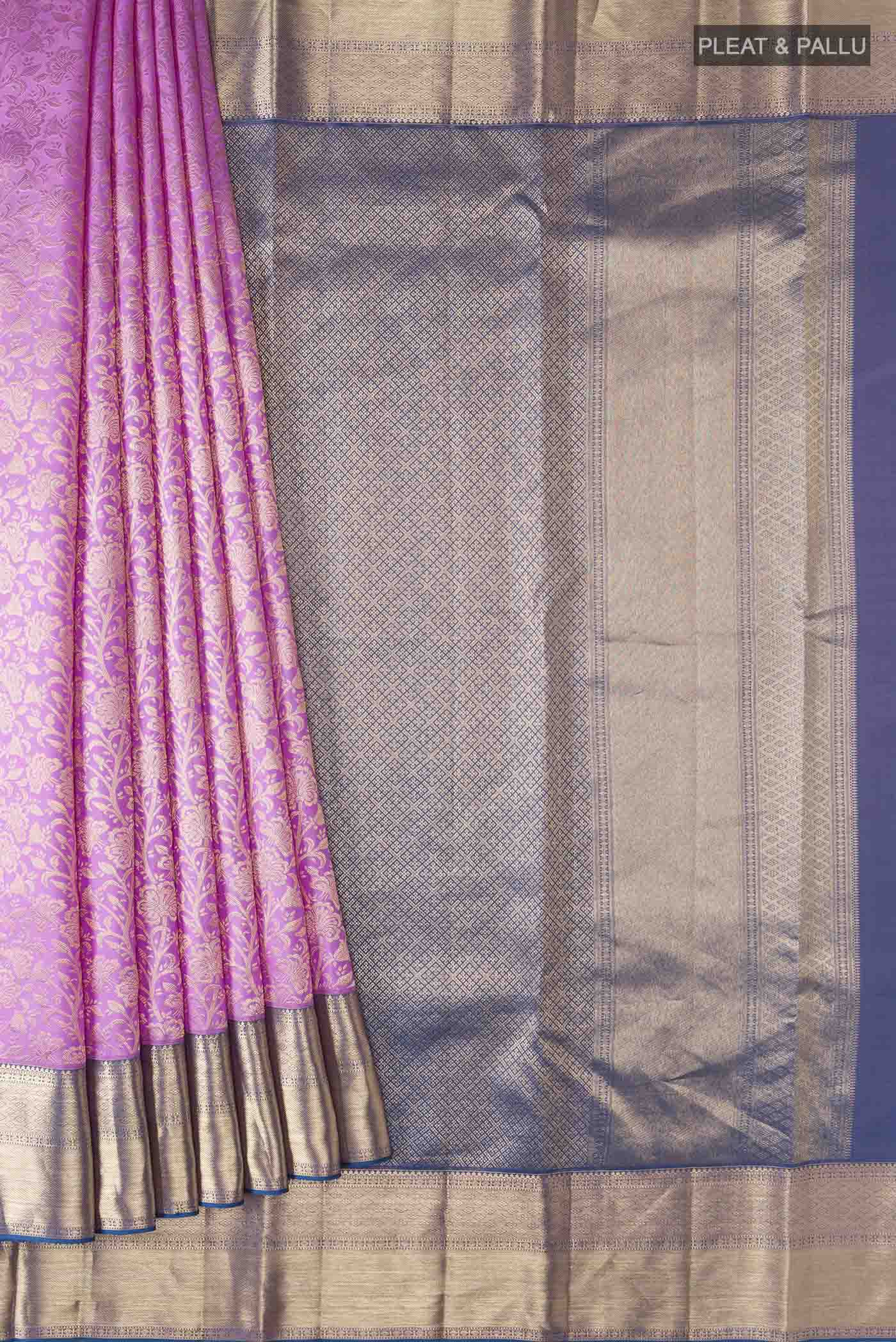 Lavender Kanchipuram Silk Saree - Image 4