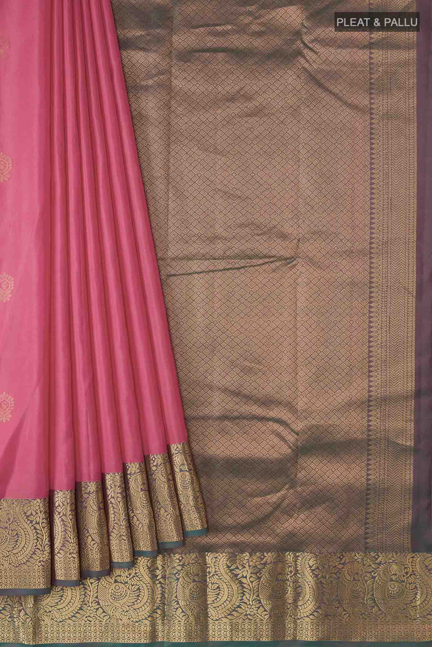 Pink Kanchipuram Silk Saree - Image 4