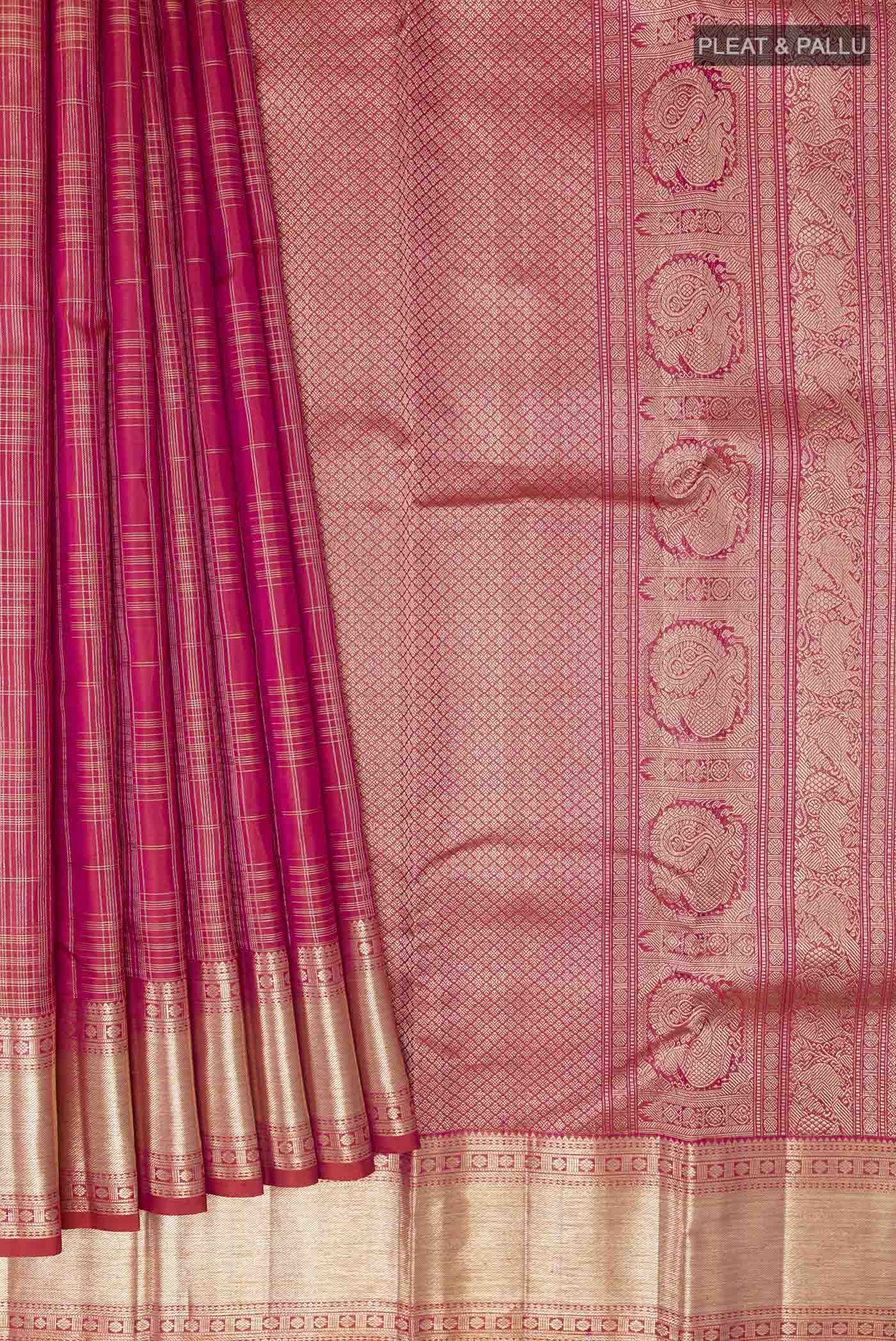 Pink Kanchipuram Silk Saree - Image 4