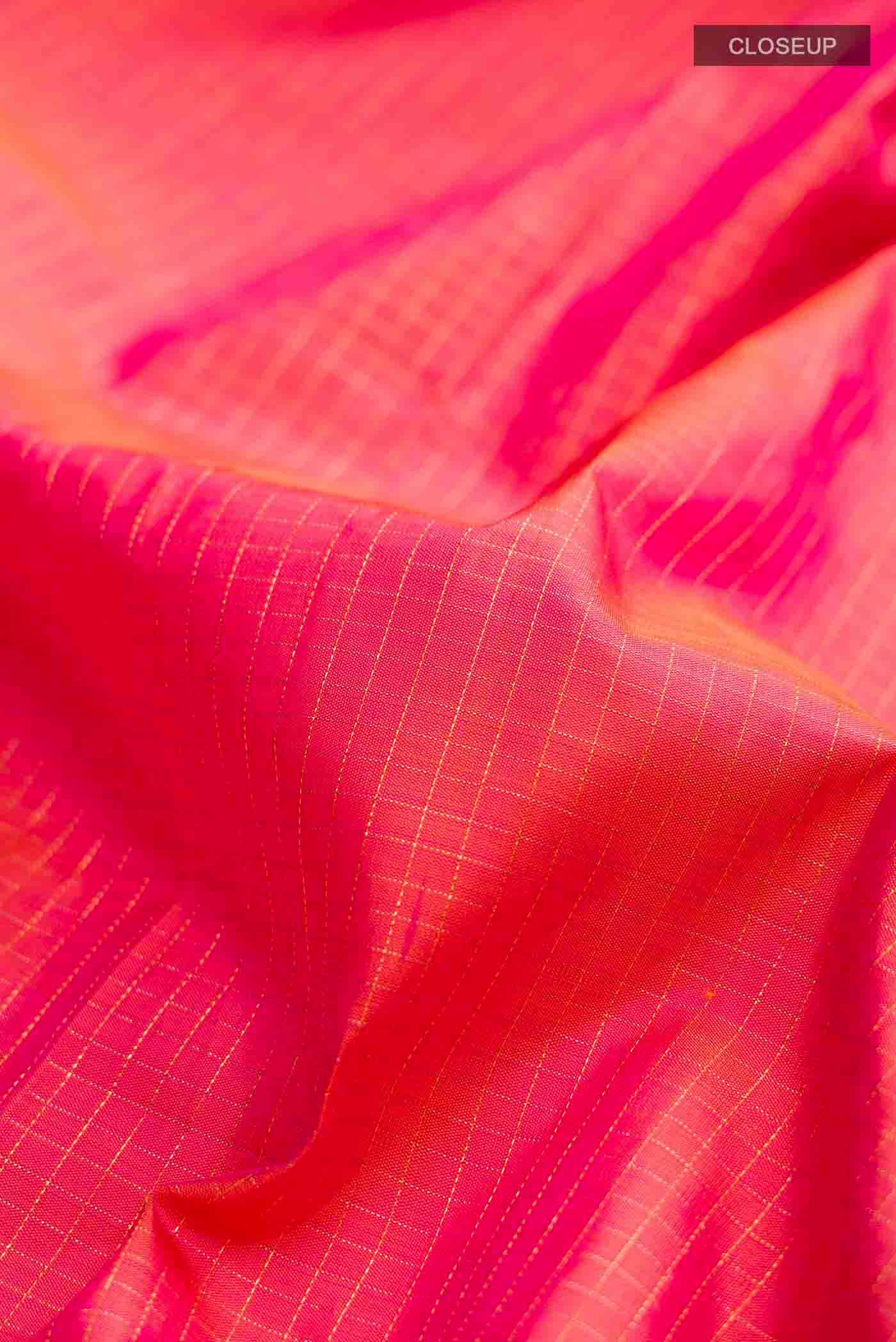 Pink with Orange Color Kanchipuram Silk Saree - Image 2