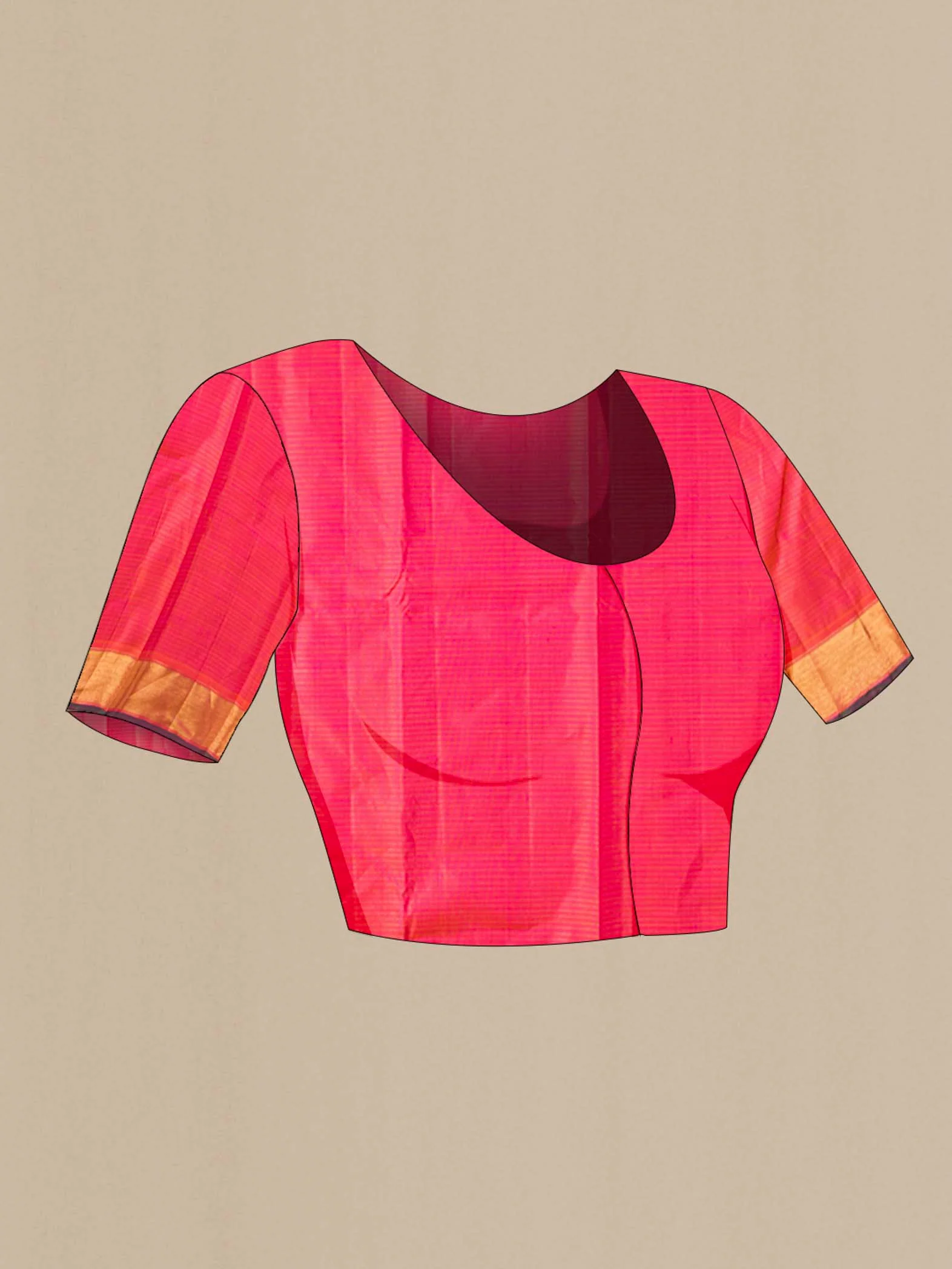 Pink with Orange Color Kanchipuram Silk Saree - Image 5