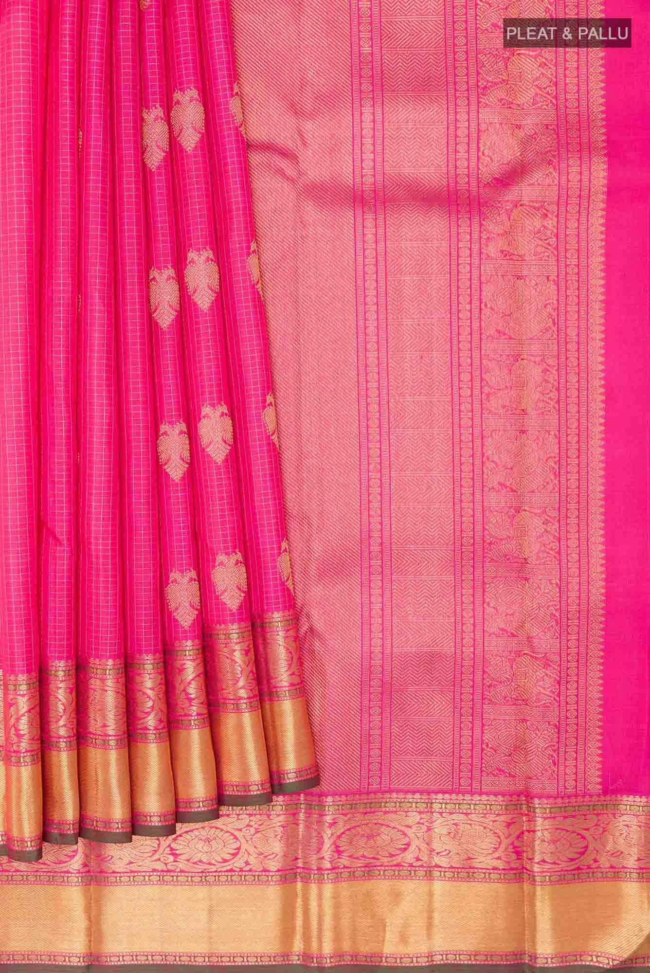 Pink Kanchipuram Silk Saree - Image 2