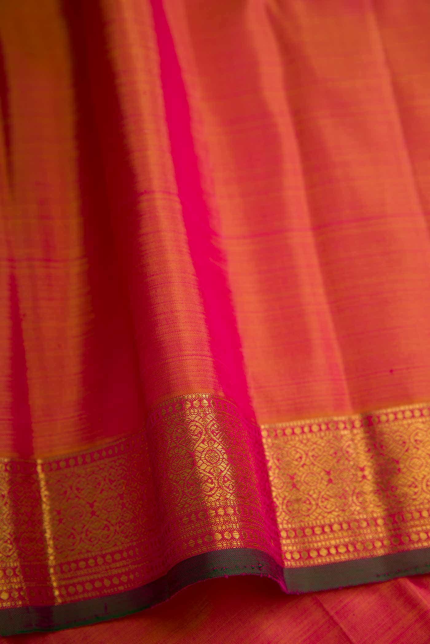 Pure Silk Pure Zari Pink Dual Tone Kanchipuram Saree - Image 6