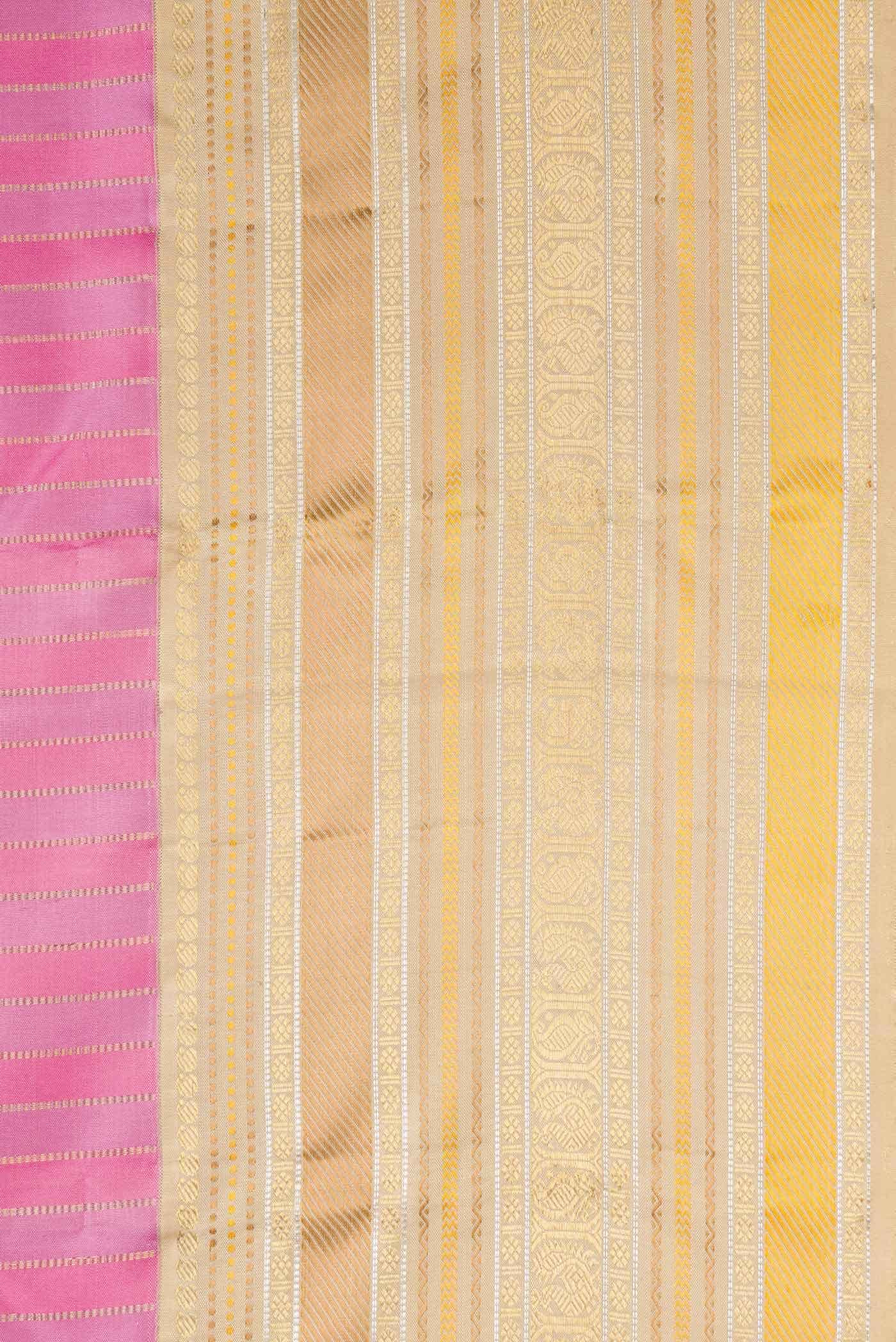 Pure Silk Pure Zari Pink Kanchipuram Saree - Image 11