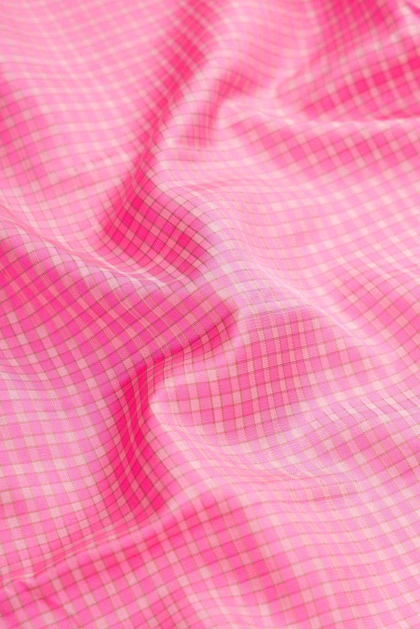 Pure Silk Pure Zari Pink Kanchipuram Saree - Image 10