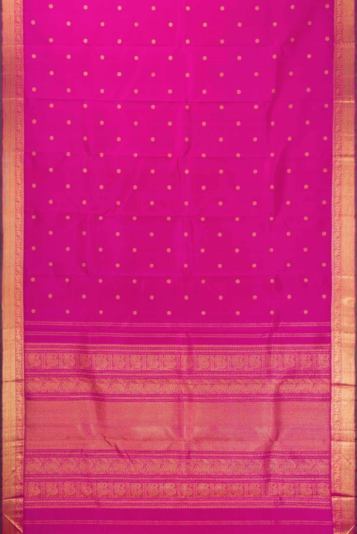 Pure Silk Pure Zari Pink Kanchipuram Saree - Image 4
