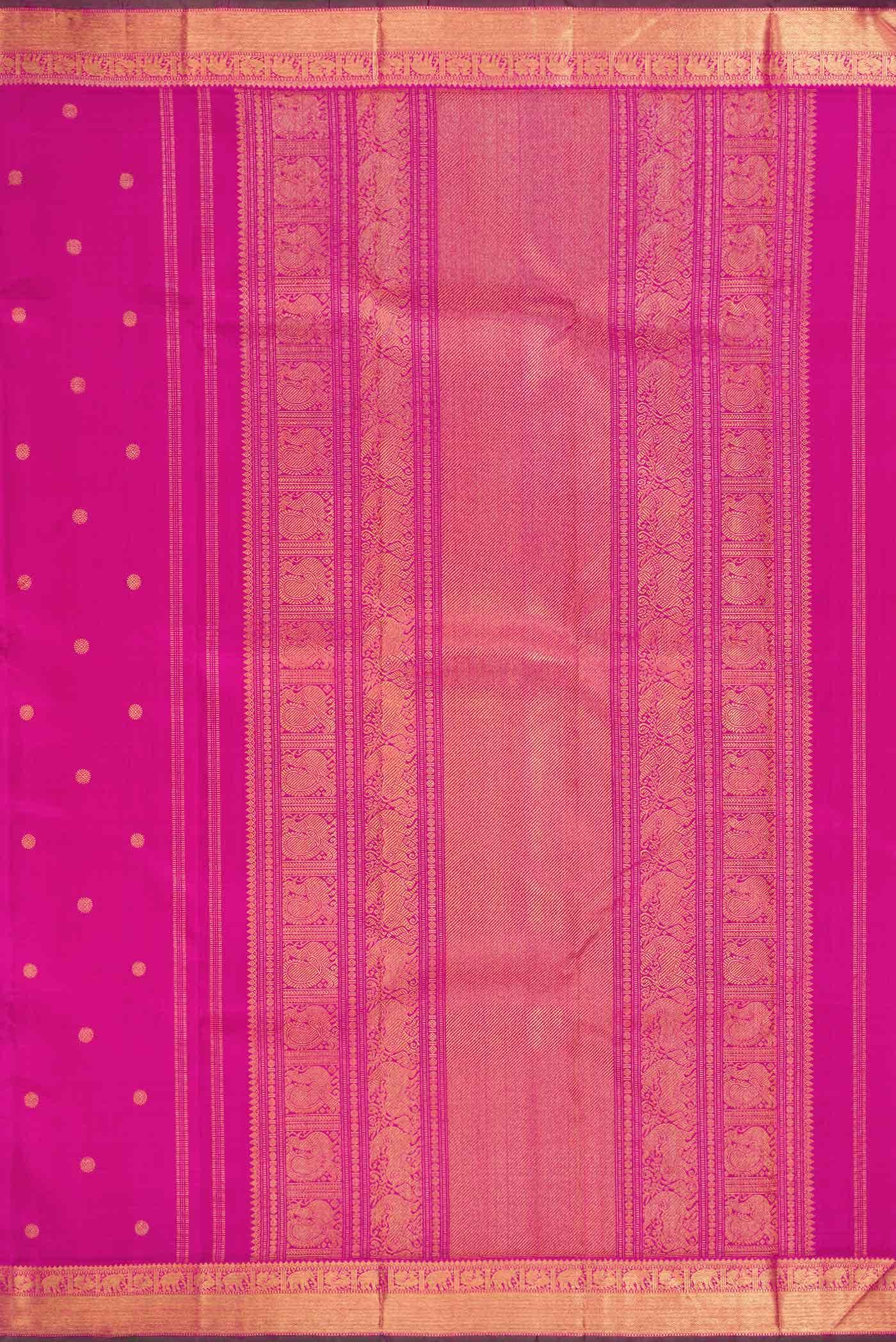 Pure Silk Pure Zari Pink Kanchipuram Saree - Image 5