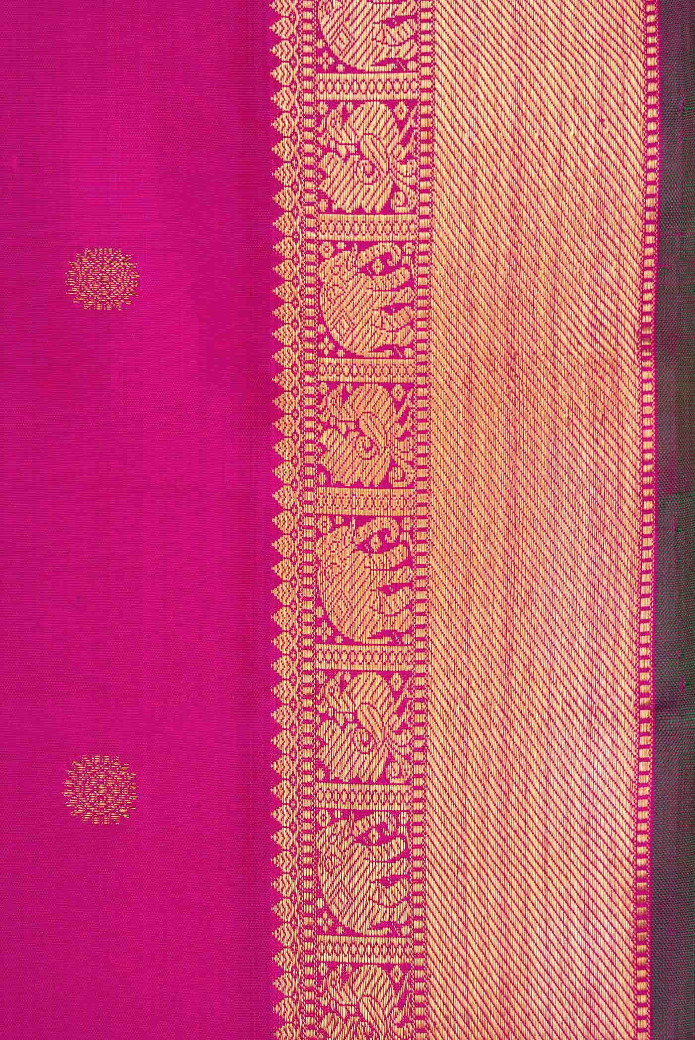 Pure Silk Pure Zari Pink Kanchipuram Saree - Image 6