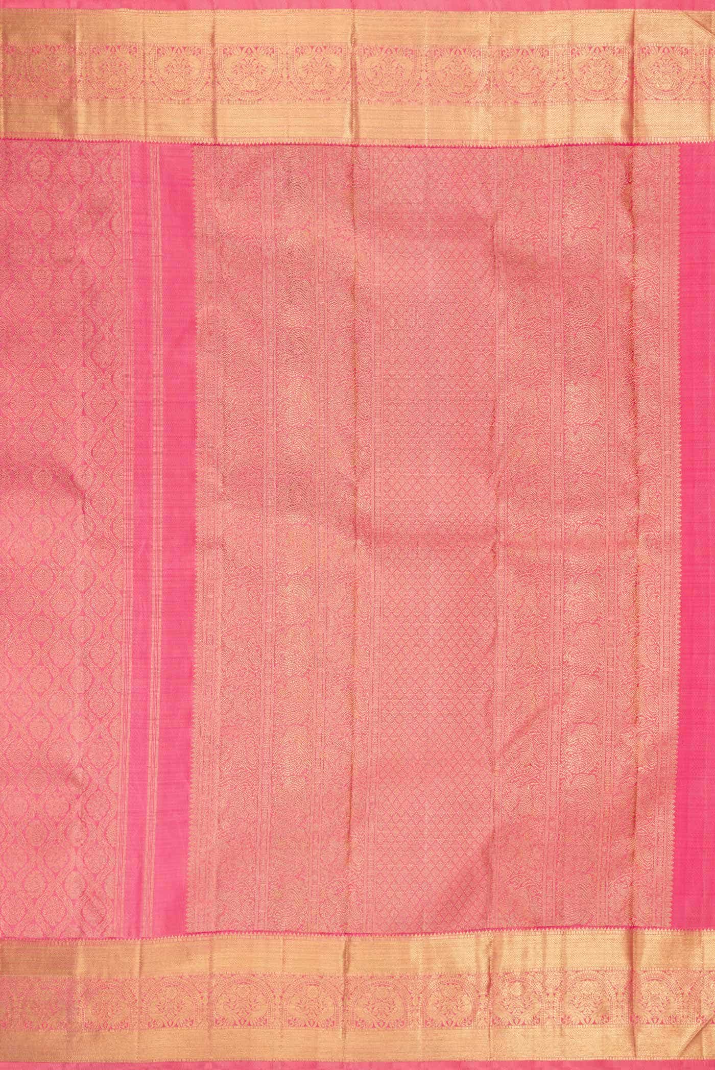 Pure Silk Pure Zari Pink Kanjivaram Saree - Image 5