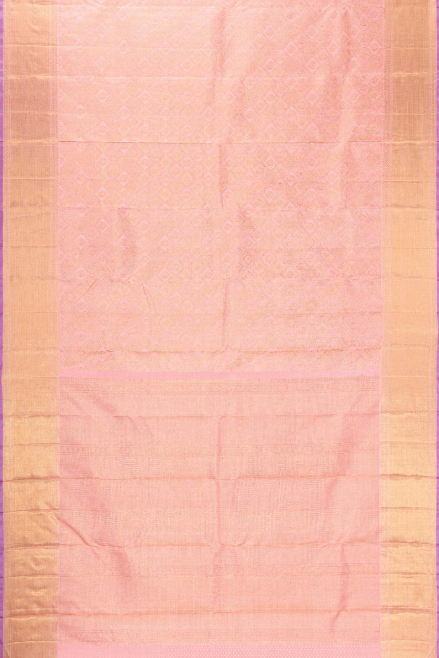 Pure Silk Pure Zari Pink Kanjivaram Saree - Image 4