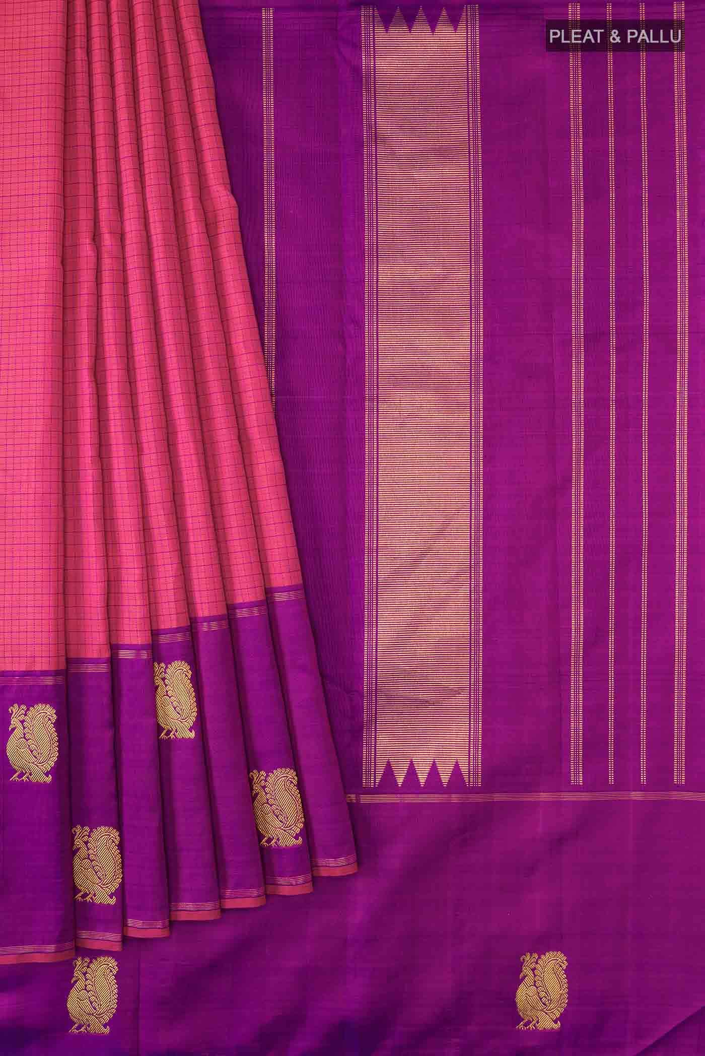 Pink Kanchipuram Silk Saree - Image 2