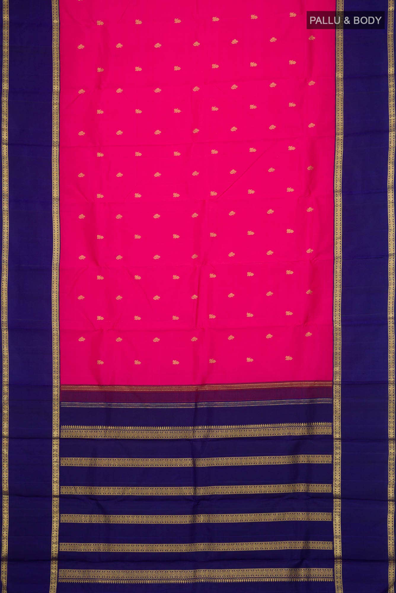Pure Silk Pure Zari Pink Kanchipuram Saree - Image 4