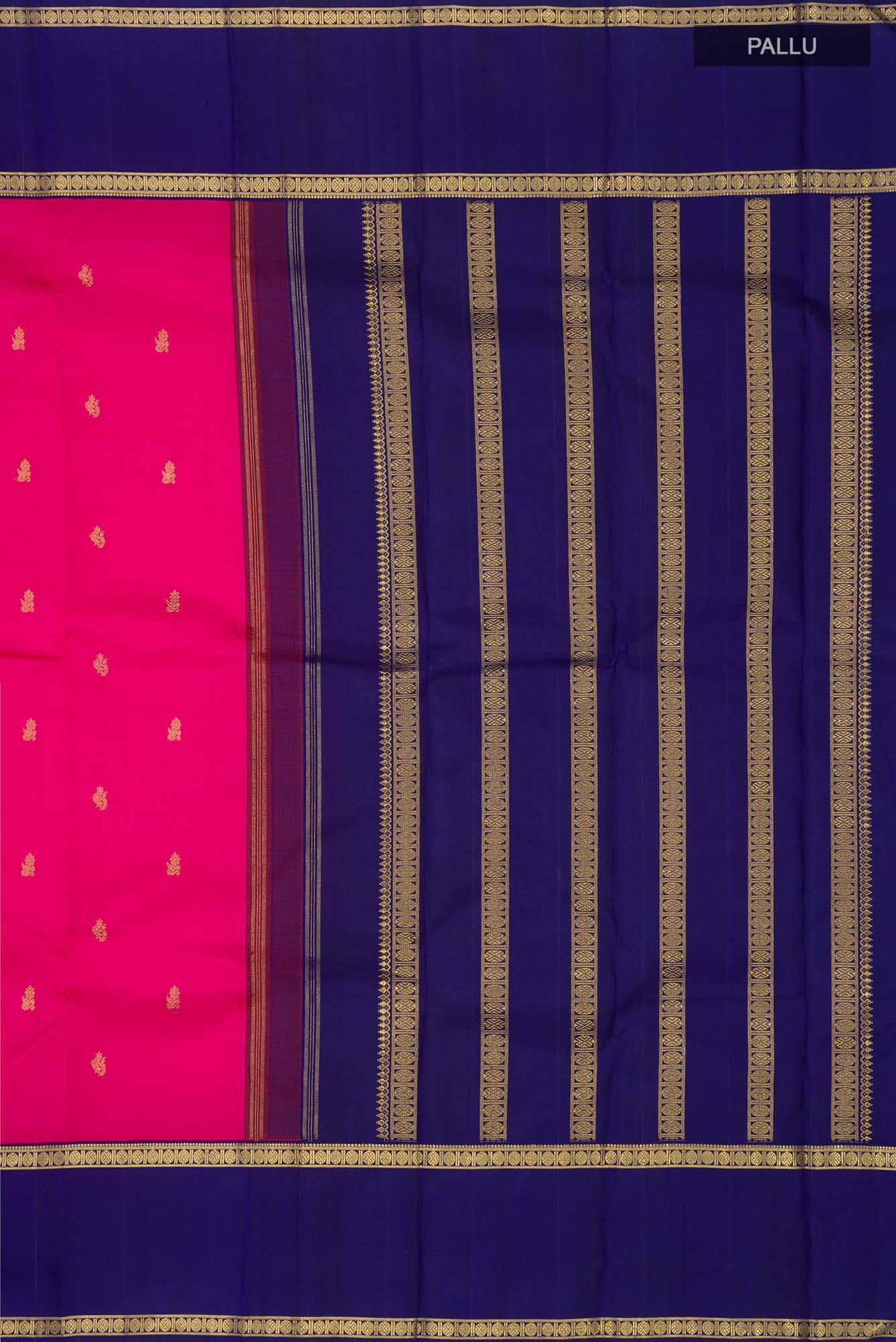 Pure Silk Pure Zari Pink Kanchipuram Saree - Image 5