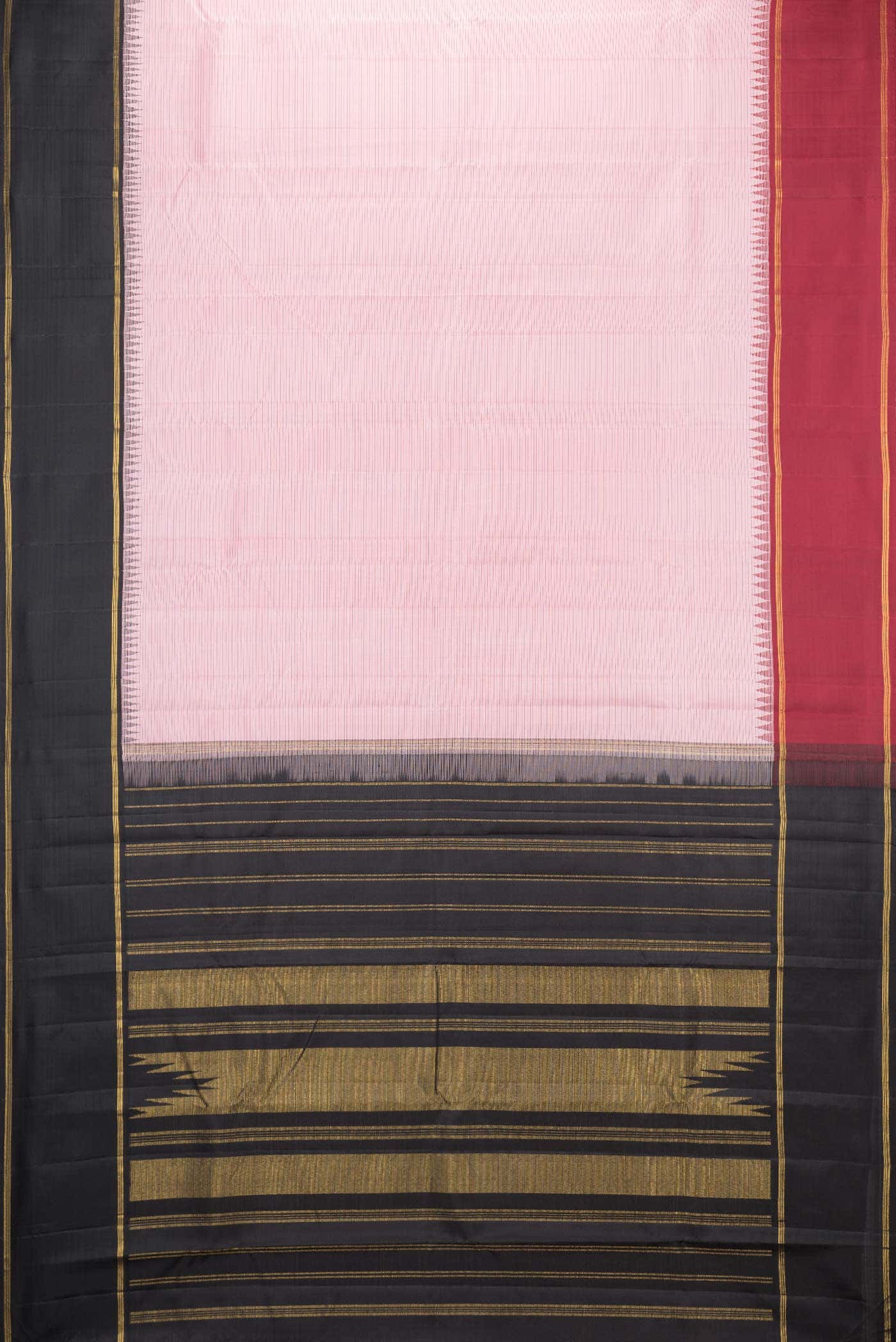 Pure Silk Pure Zari Pink Kanjivaram Saree - Image 4