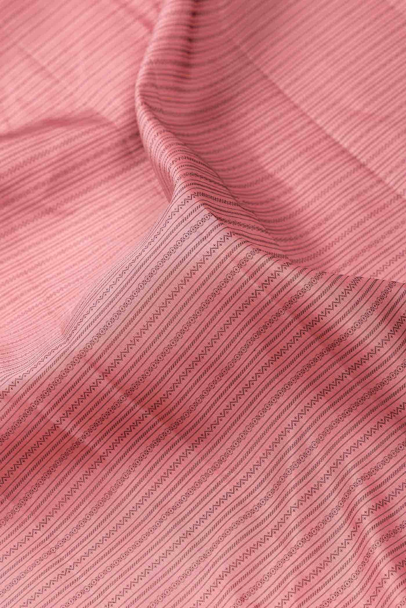 Pure Silk Pure Zari Pink Kanjivaram Saree - Image 3