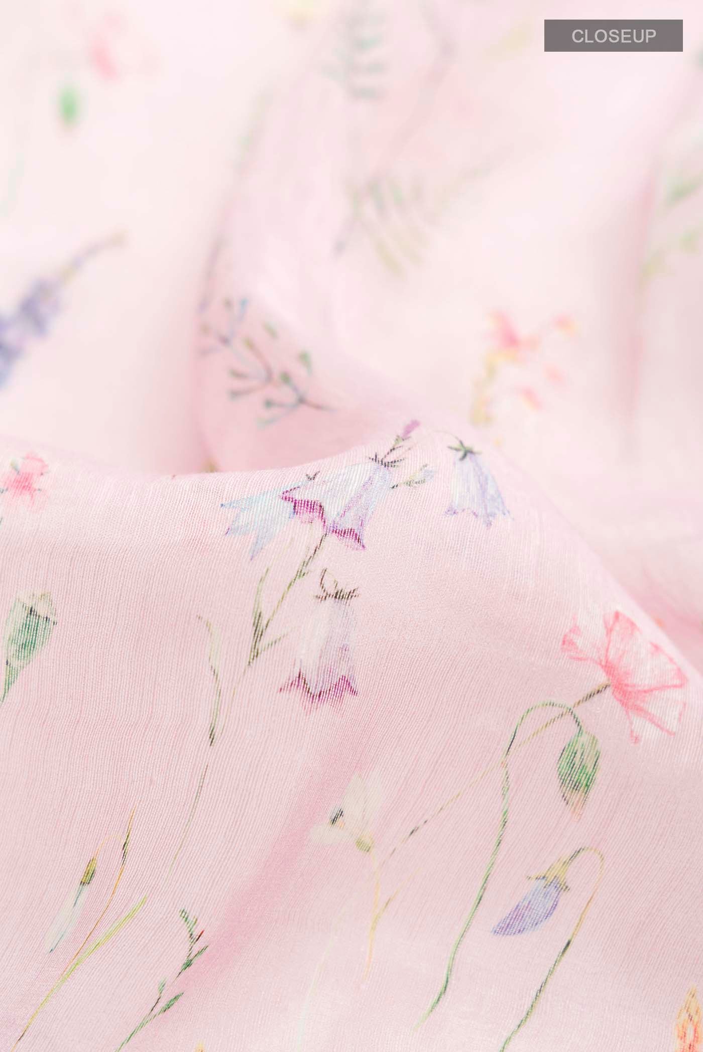 Pink Linen Cotton Saree - Image 2