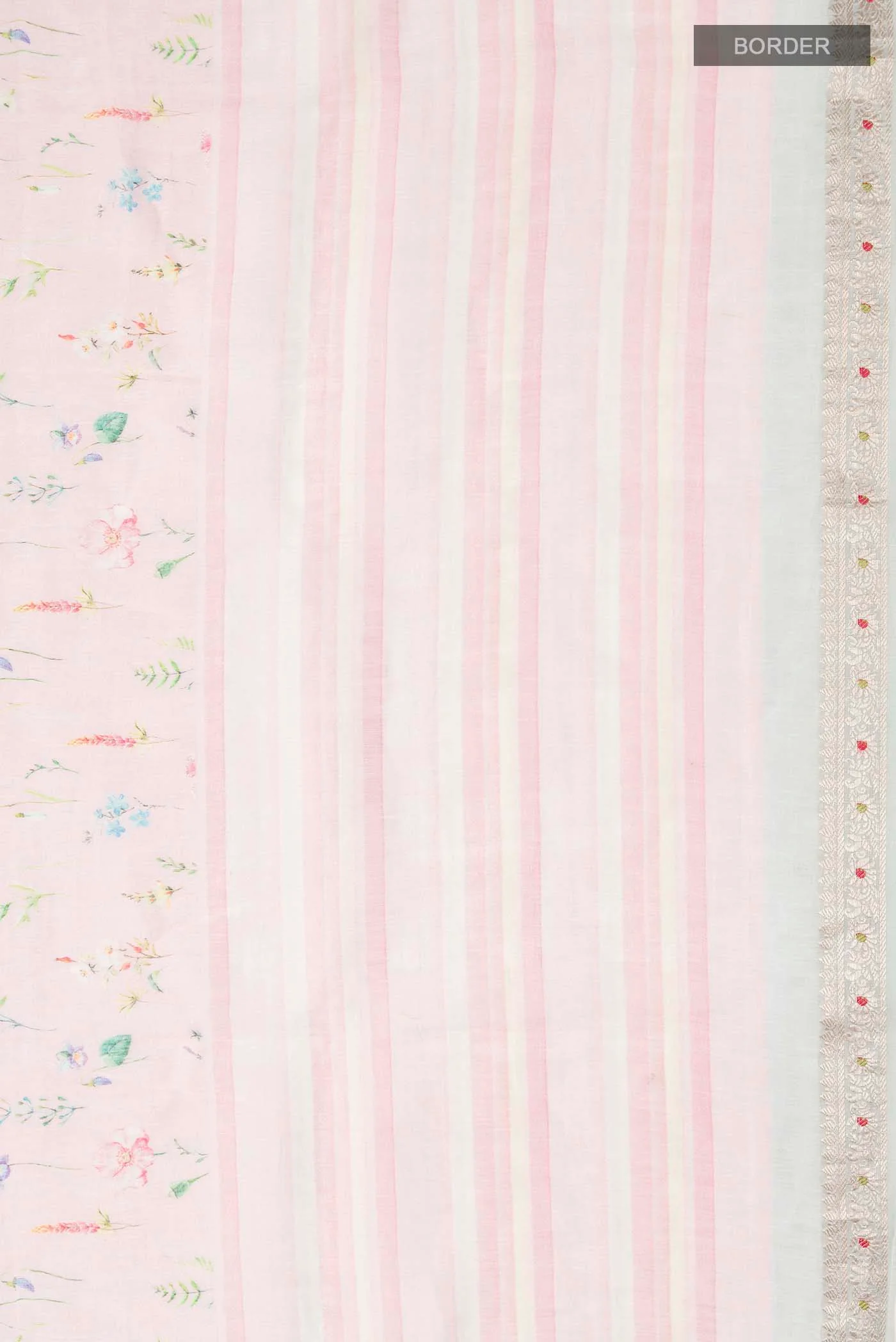 Pink Linen Cotton Saree - Image 3