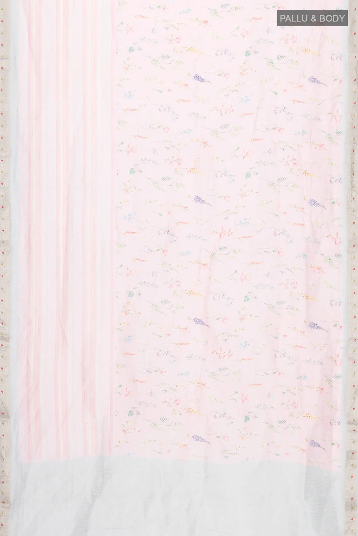 Pink Linen Cotton Saree - Image 5