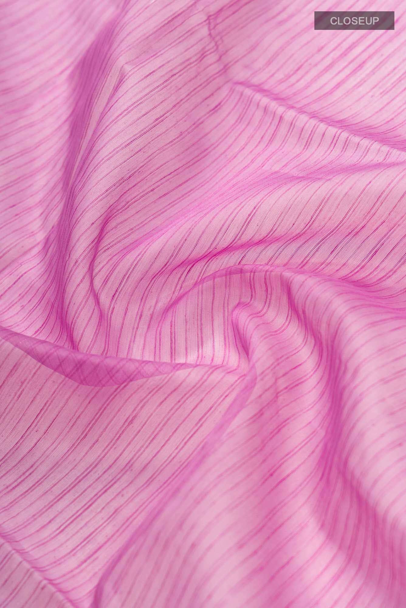 Pink Maheshwari Silk Cotton Saree - Image 3