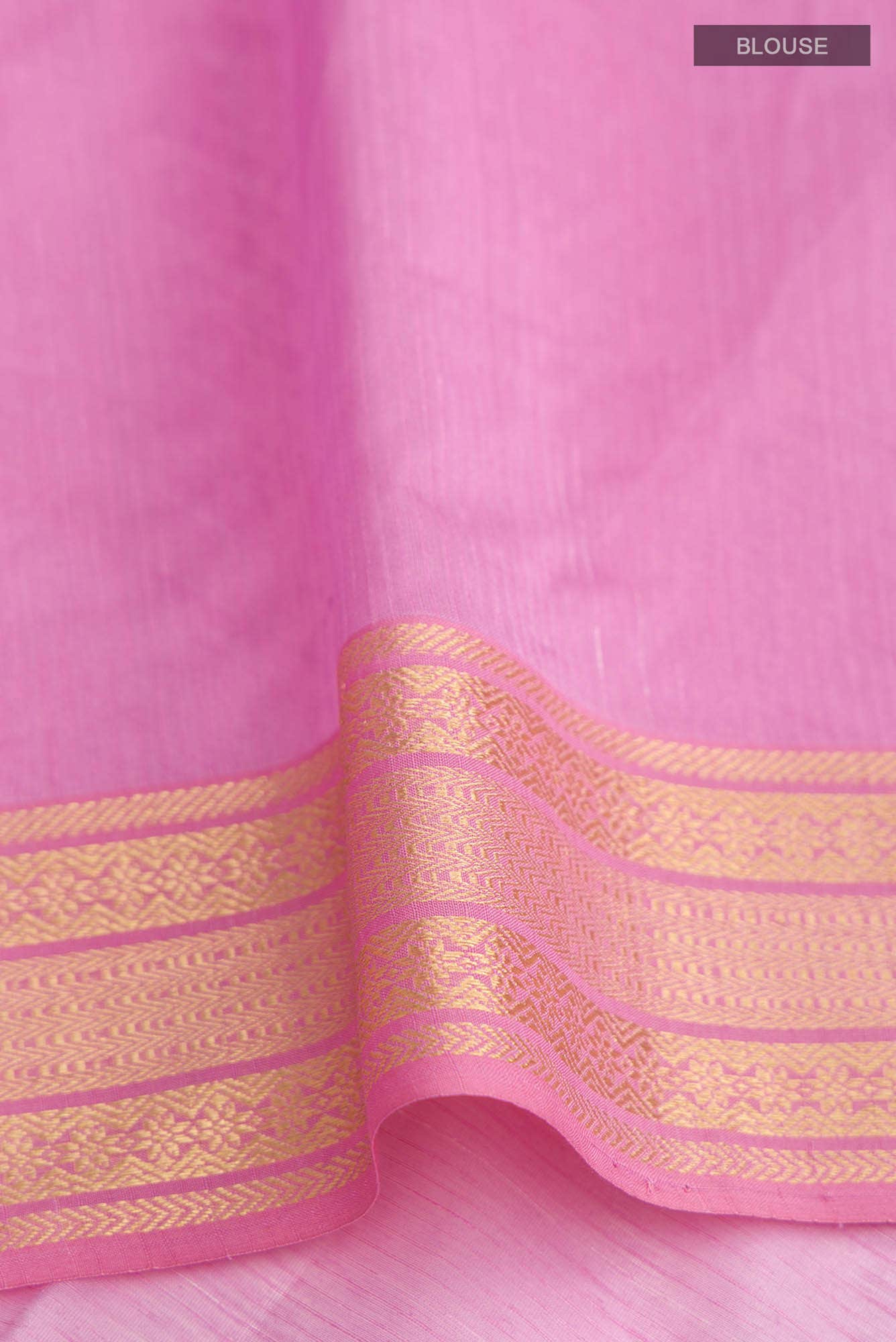 Pink Maheshwari Silk Cotton Saree - Image 4