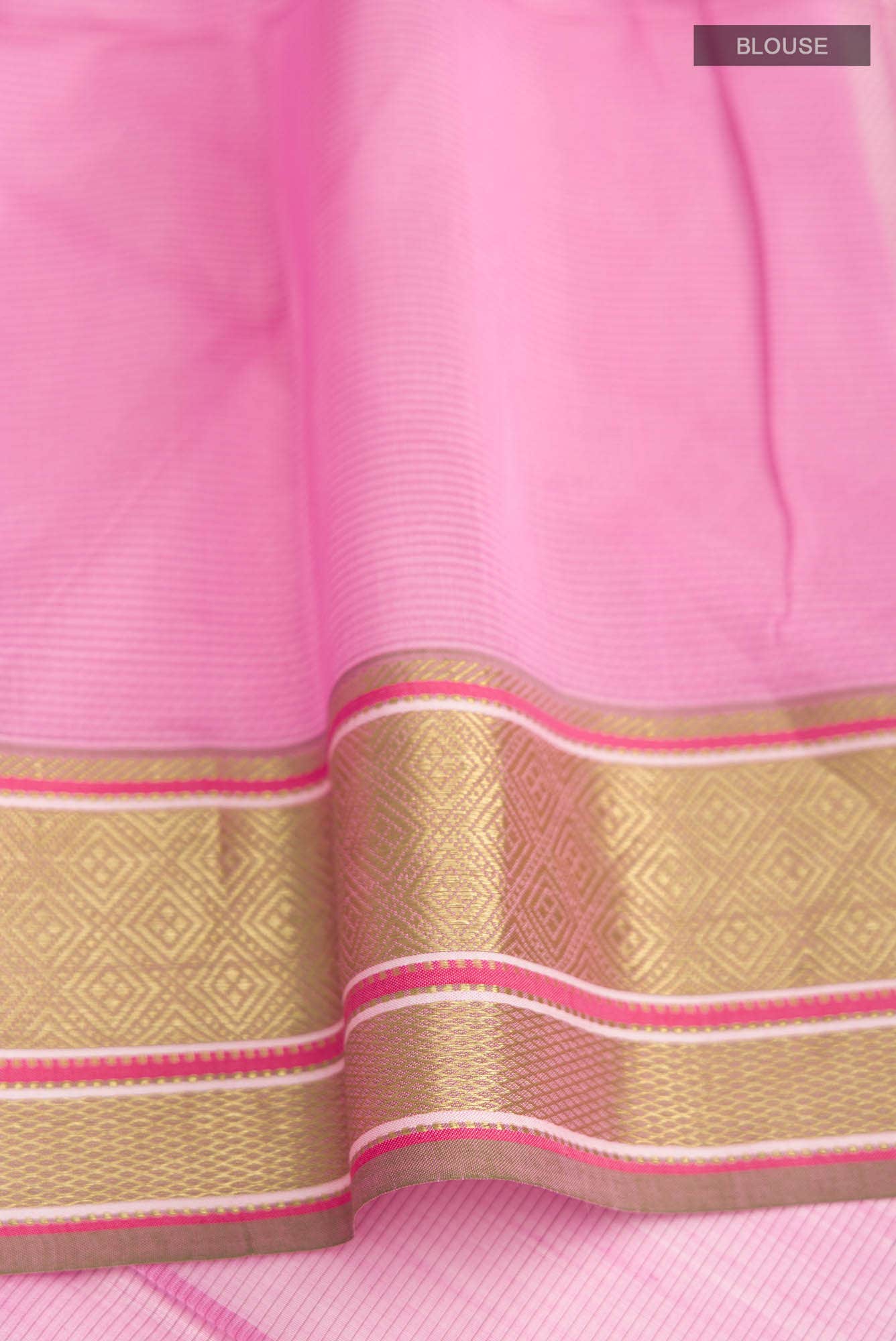Pink Maheshwari Silk Cotton Saree - Image 4