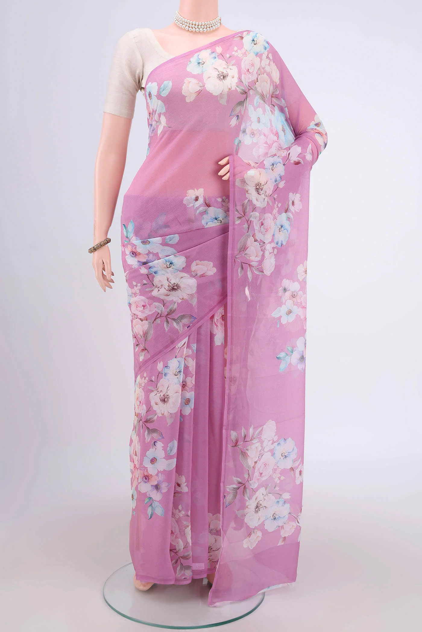 Lavender Mysore Chiffon Saree