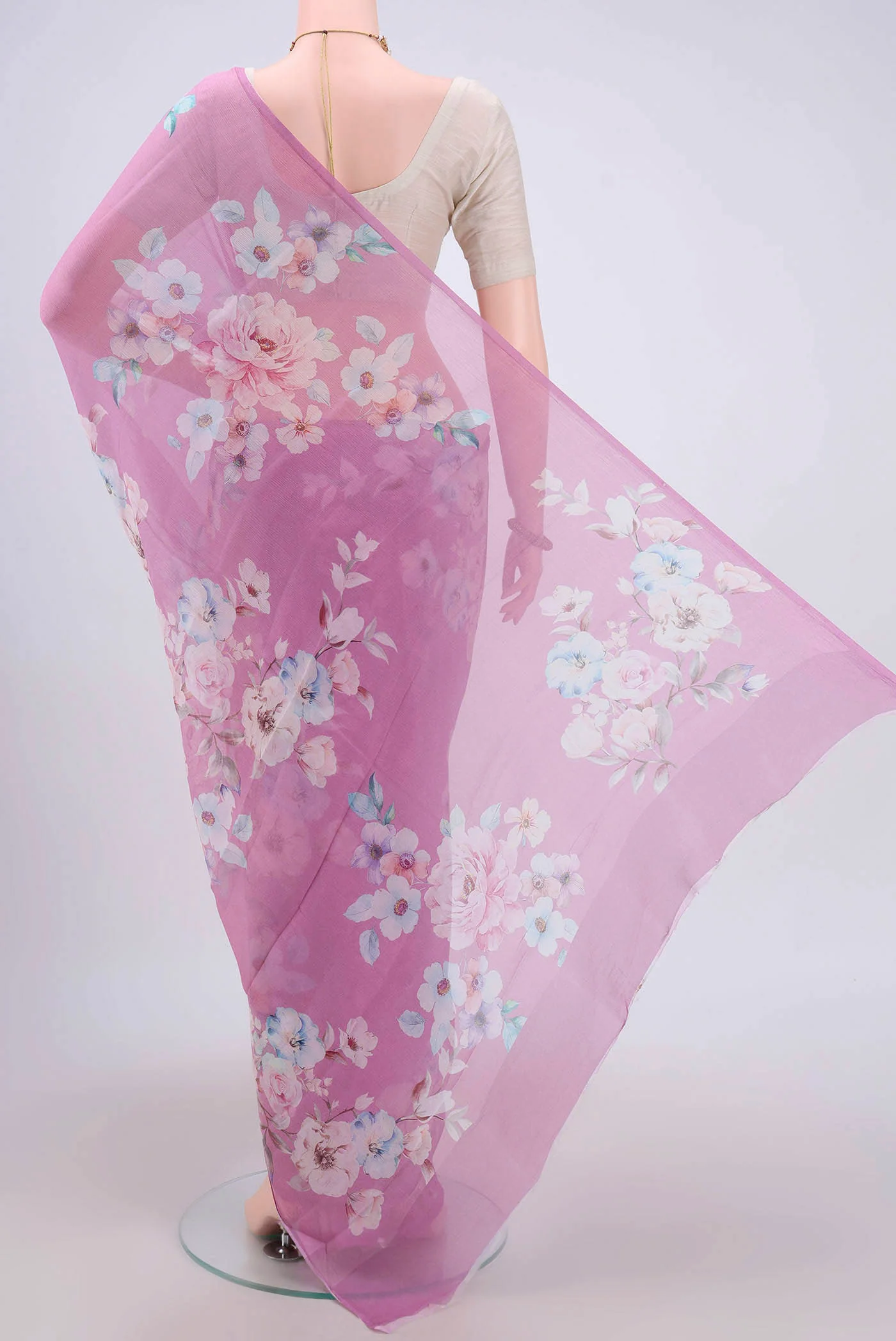Lavender Mysore Chiffon Saree - Image 3