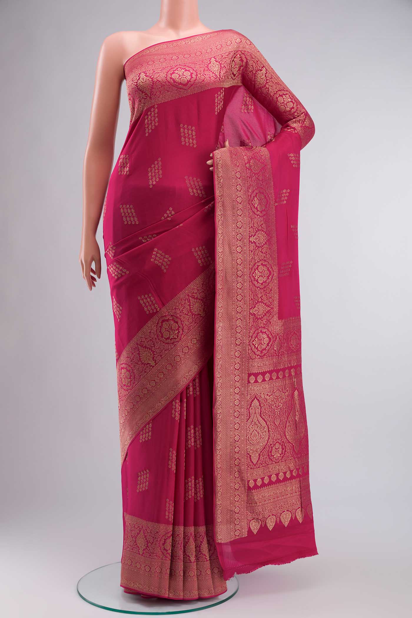 Pink Mysore Crepe Saree