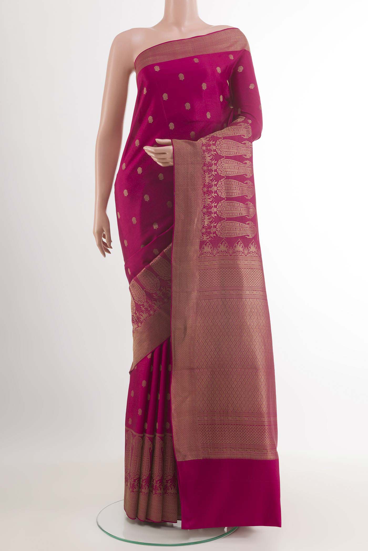 Dark Pink Mysore Crepe Saree