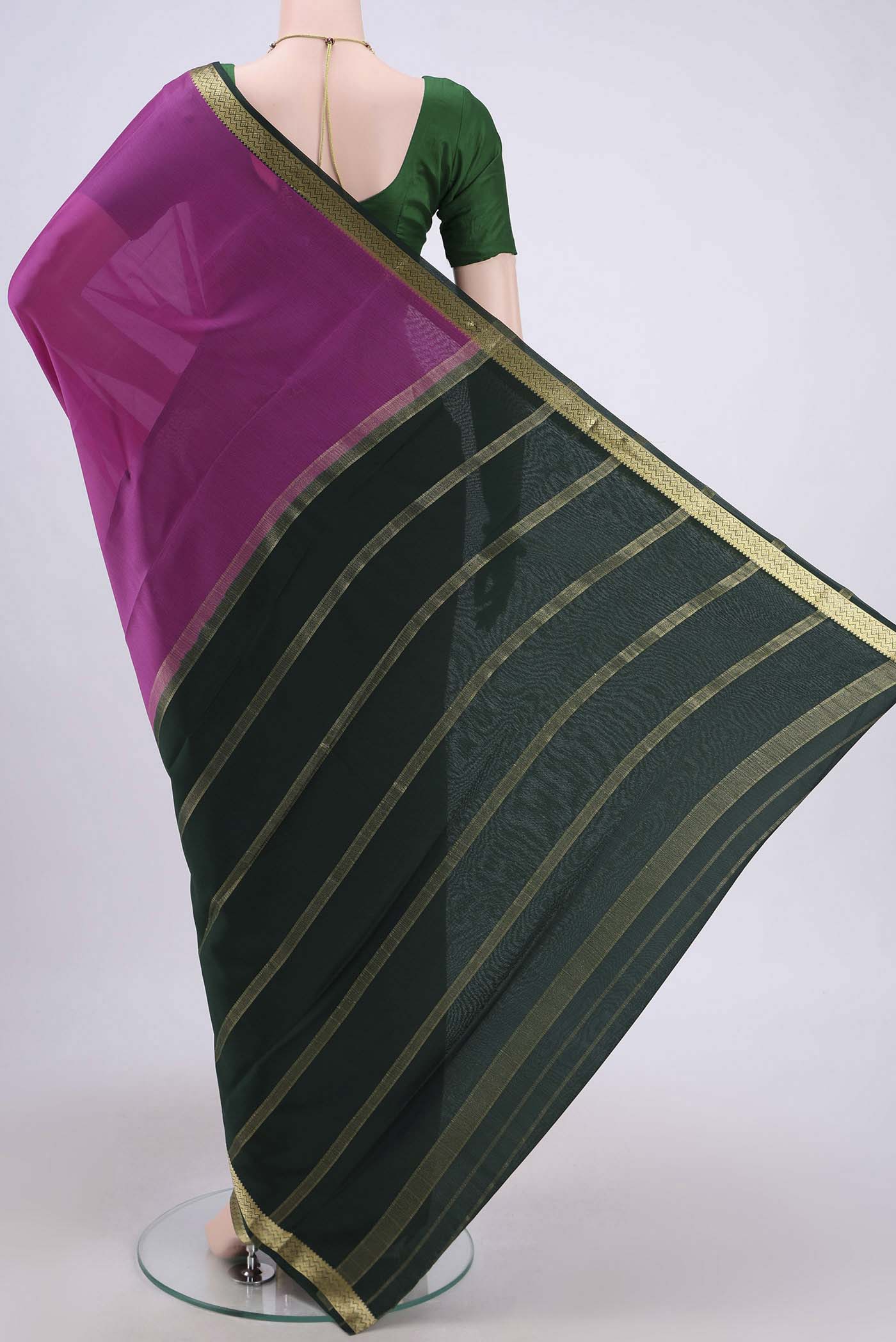 Pink Mysore Crepe Saree - Image 3