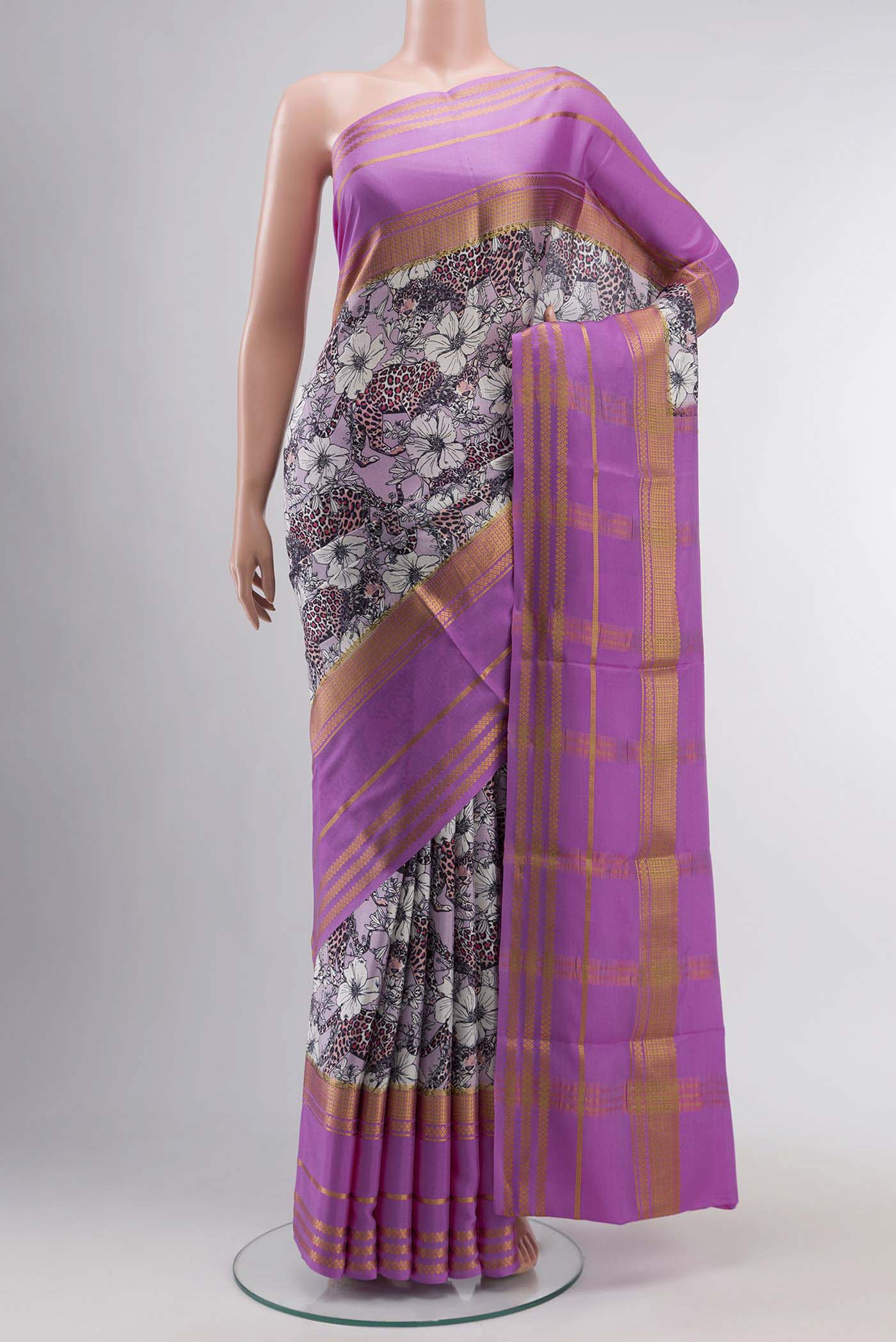 Lavender Mysore Crepe Saree