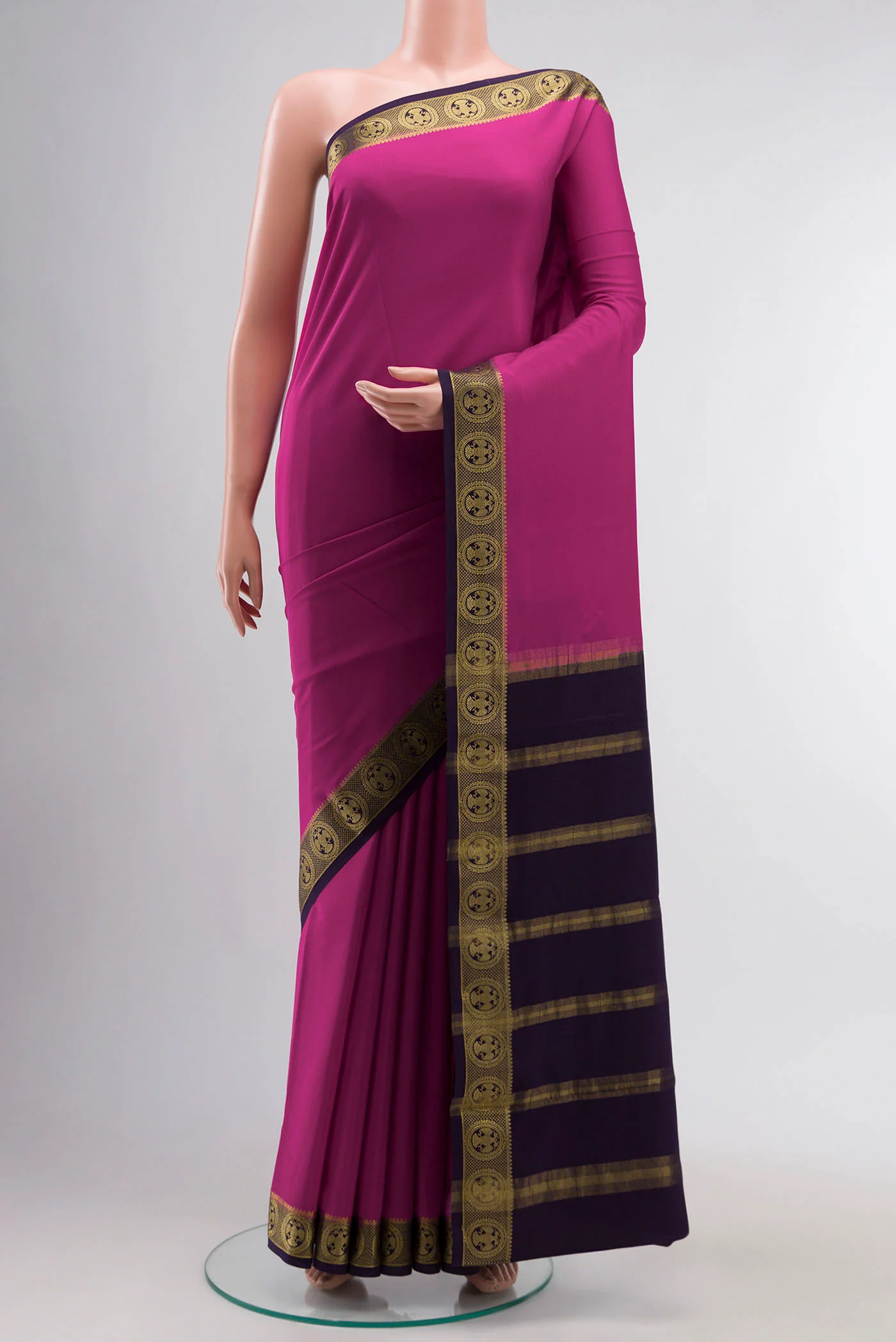 Pink Mysore Crepe Saree