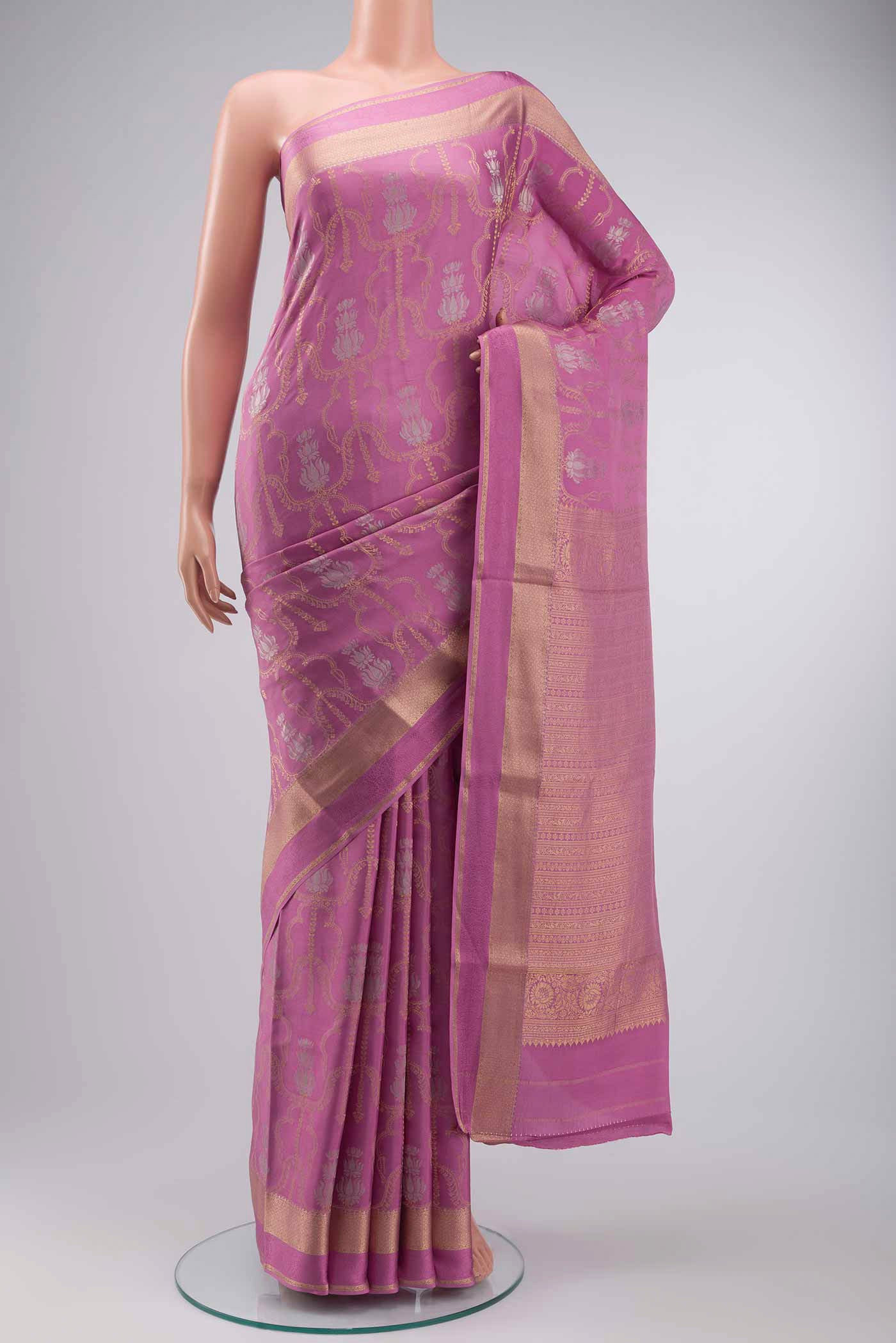 Lavender Mysore Crepe Saree