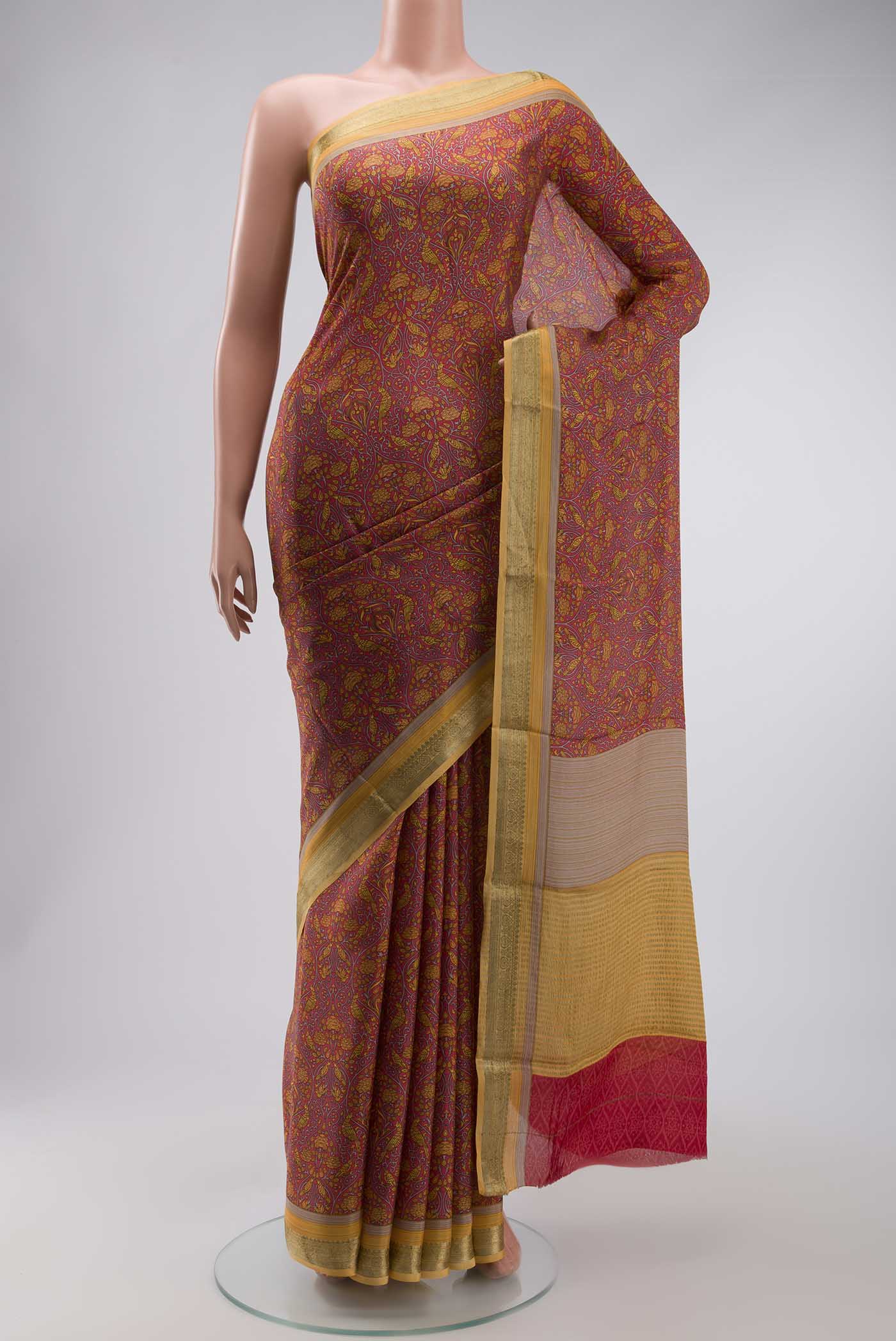 Coral Mysore Crepe Saree