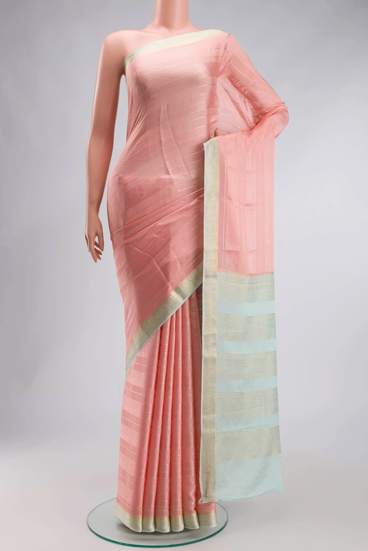 Pink Mysore Crepe Saree