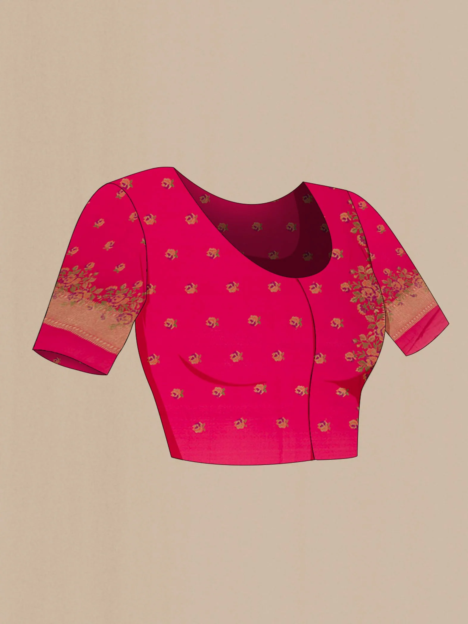 Pink Mysore Crepe Saree - Image 2