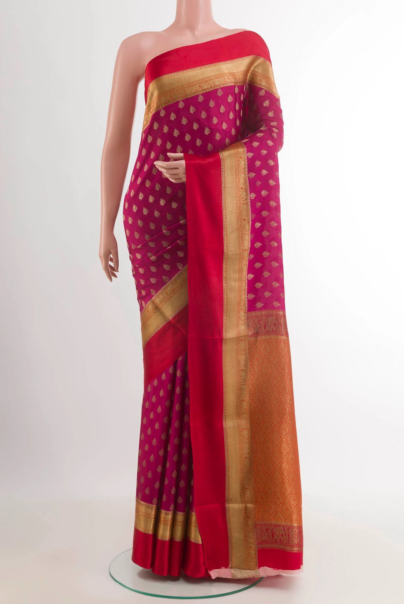 Dark Pink Mysore Crepe Saree