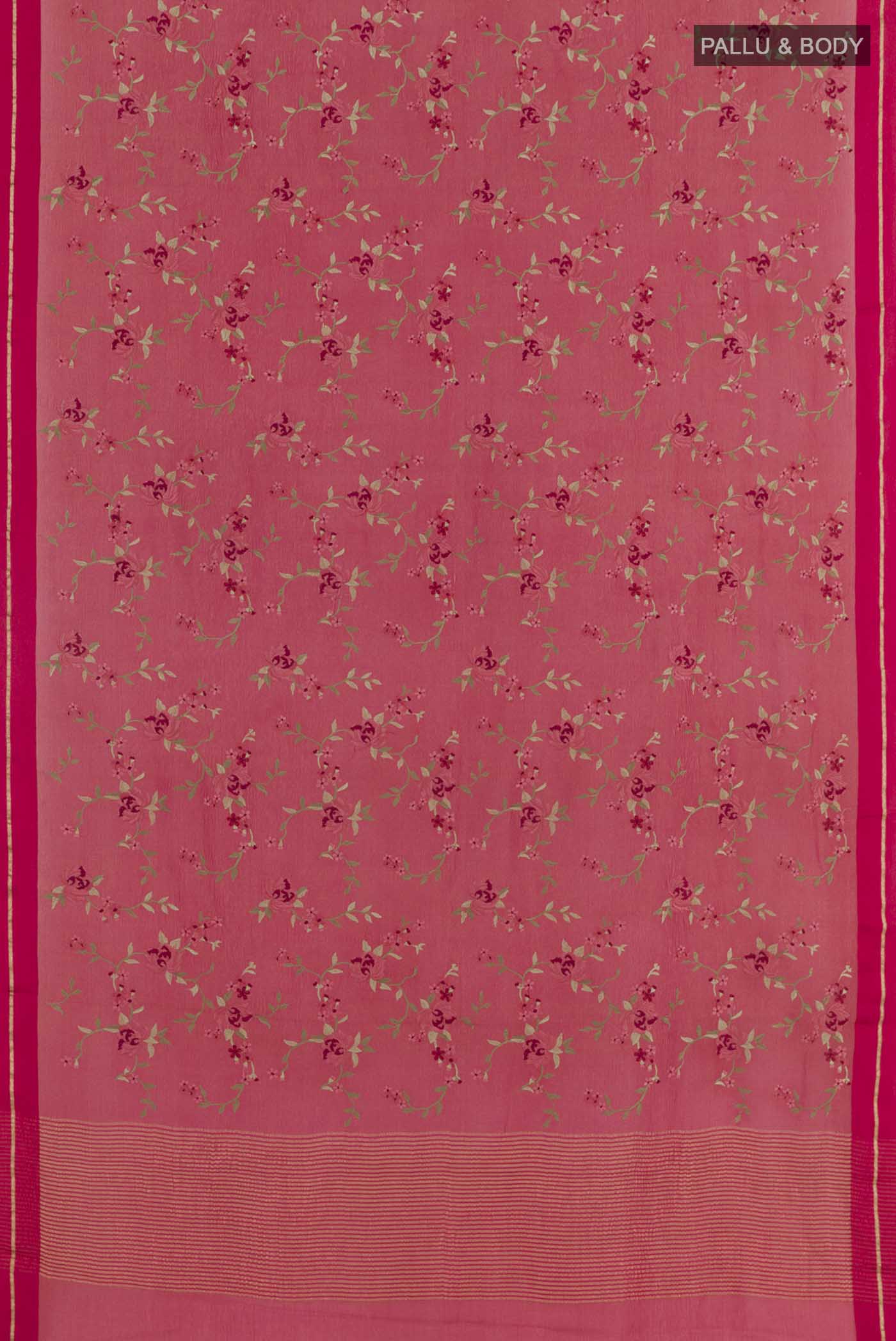 Pink Mysore Crepe Saree - Image 3