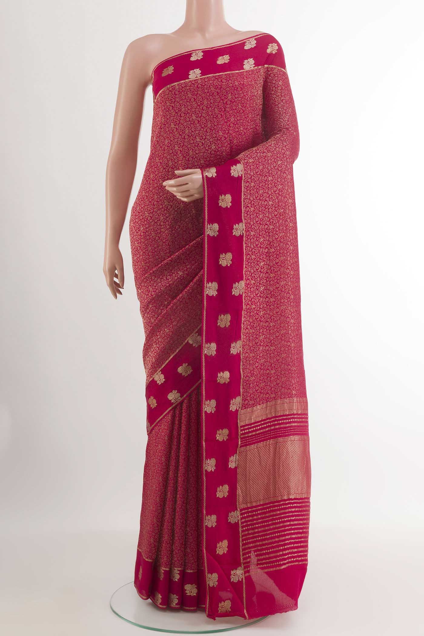 Pink Mysore Crepe Saree