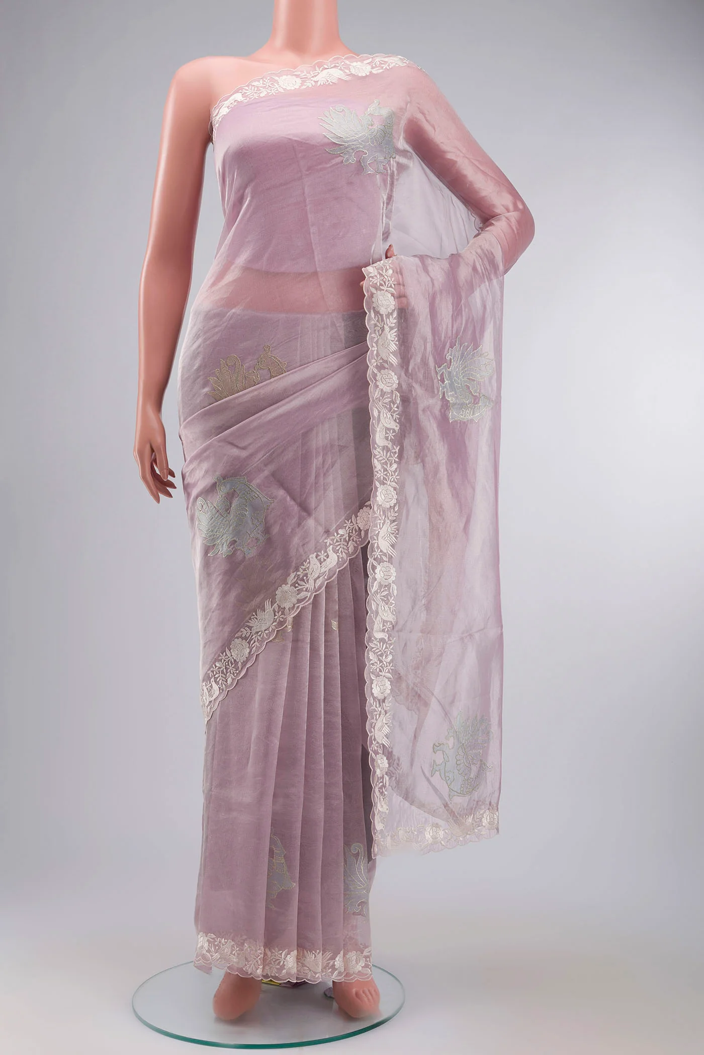 Lavender Organza Silk Saree