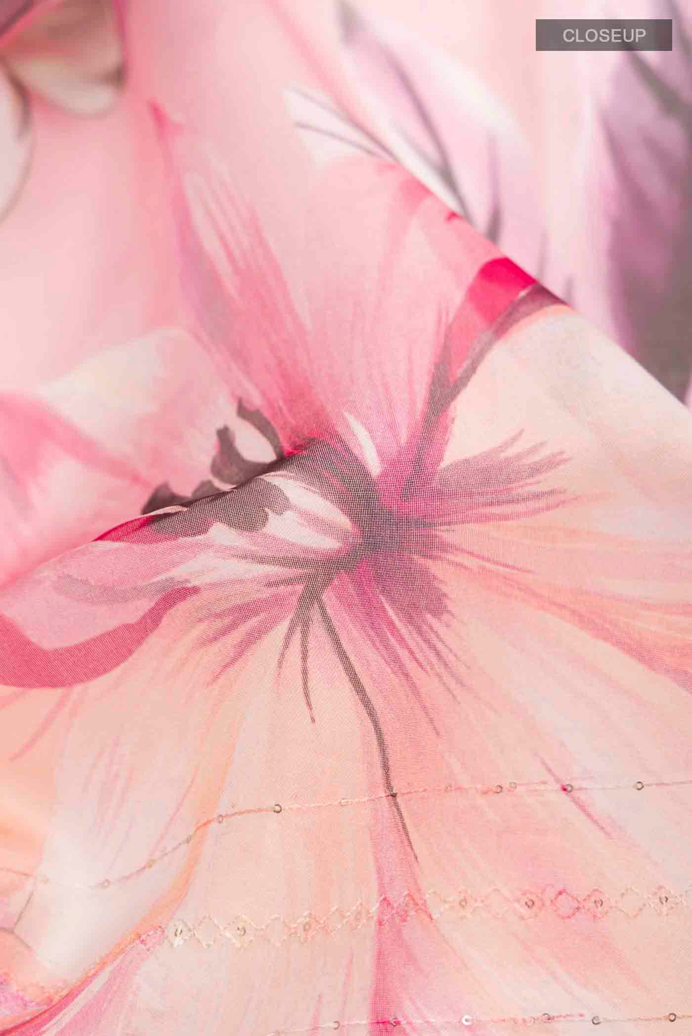 Pink Organza Silk Saree - Image 2