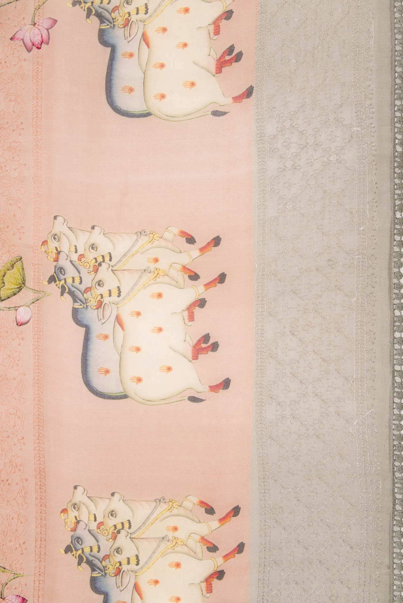 Rose Gold Organza Silk Saree - Image 3