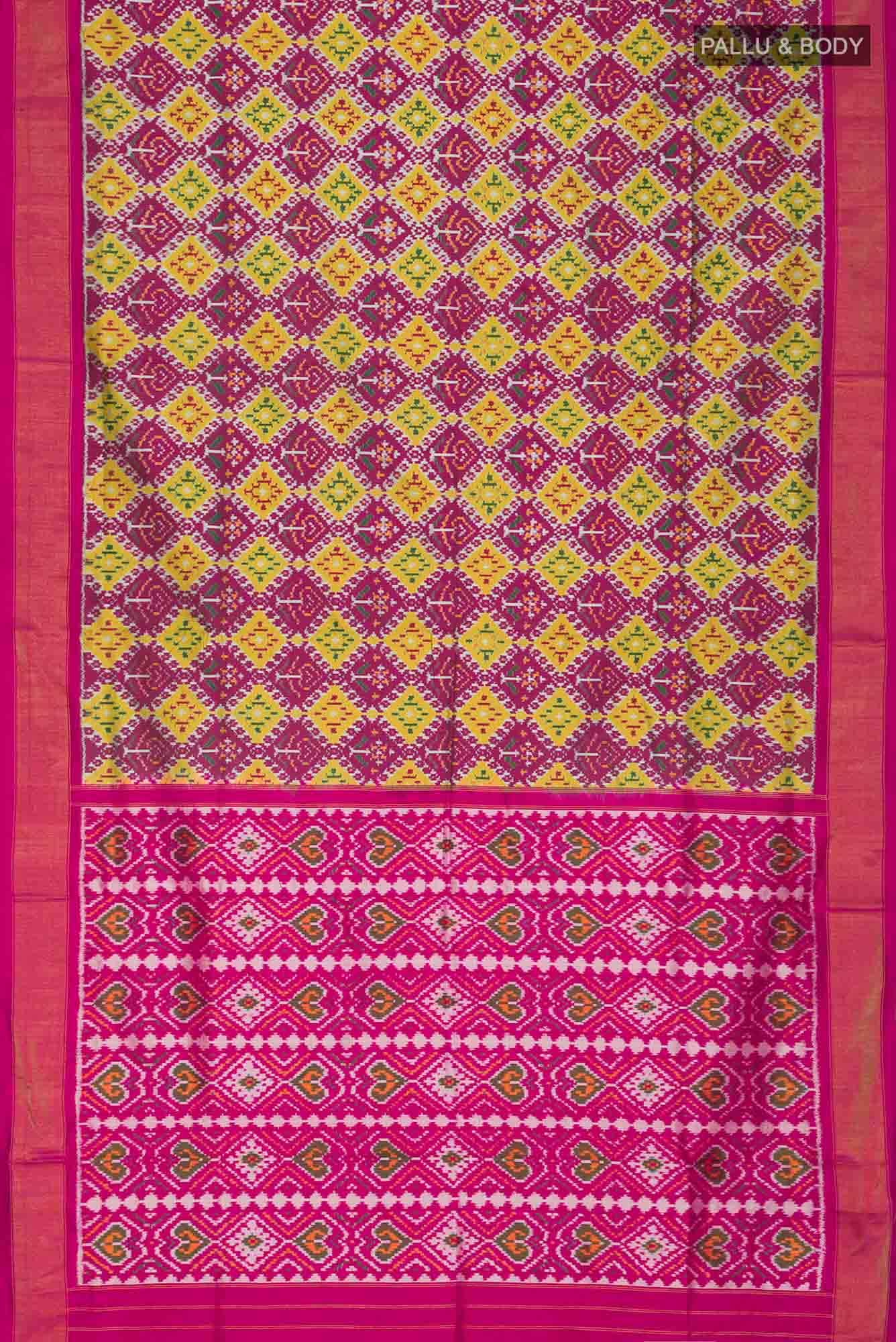 Magenta Pochampally Silk Saree - Image 4