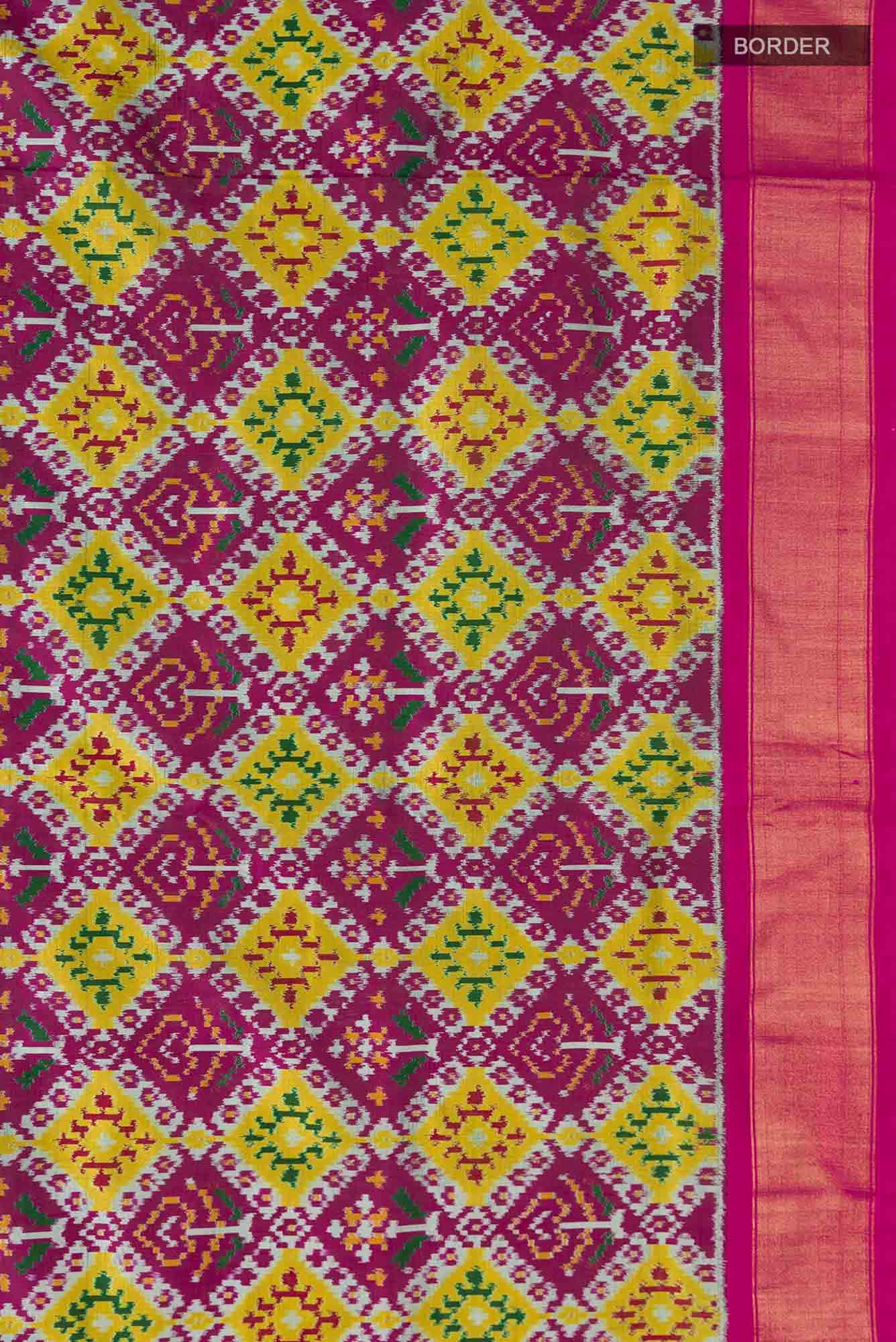 Magenta Pochampally Silk Saree - Image 5