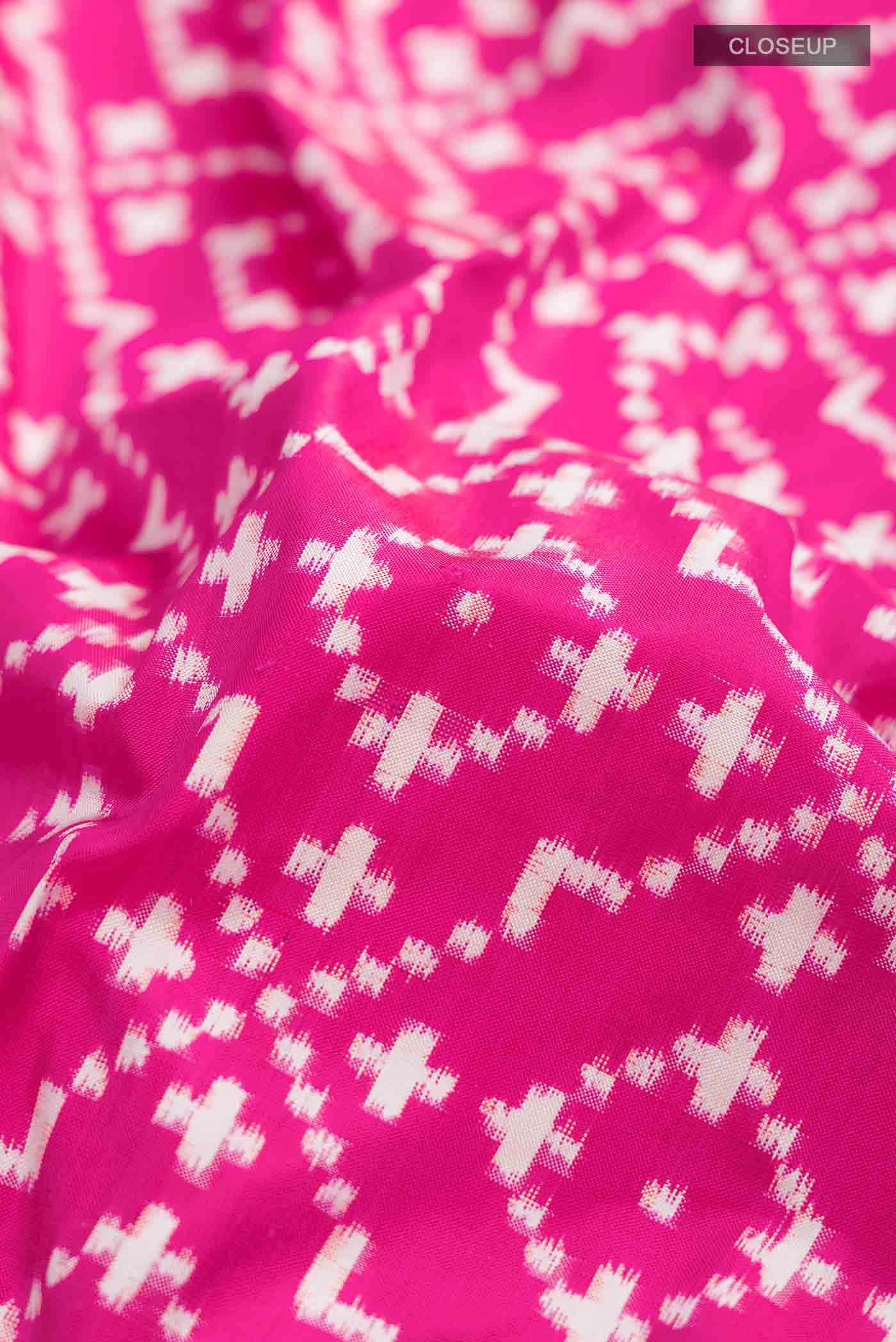 Pink Pochampally Silk Saree - Image 3