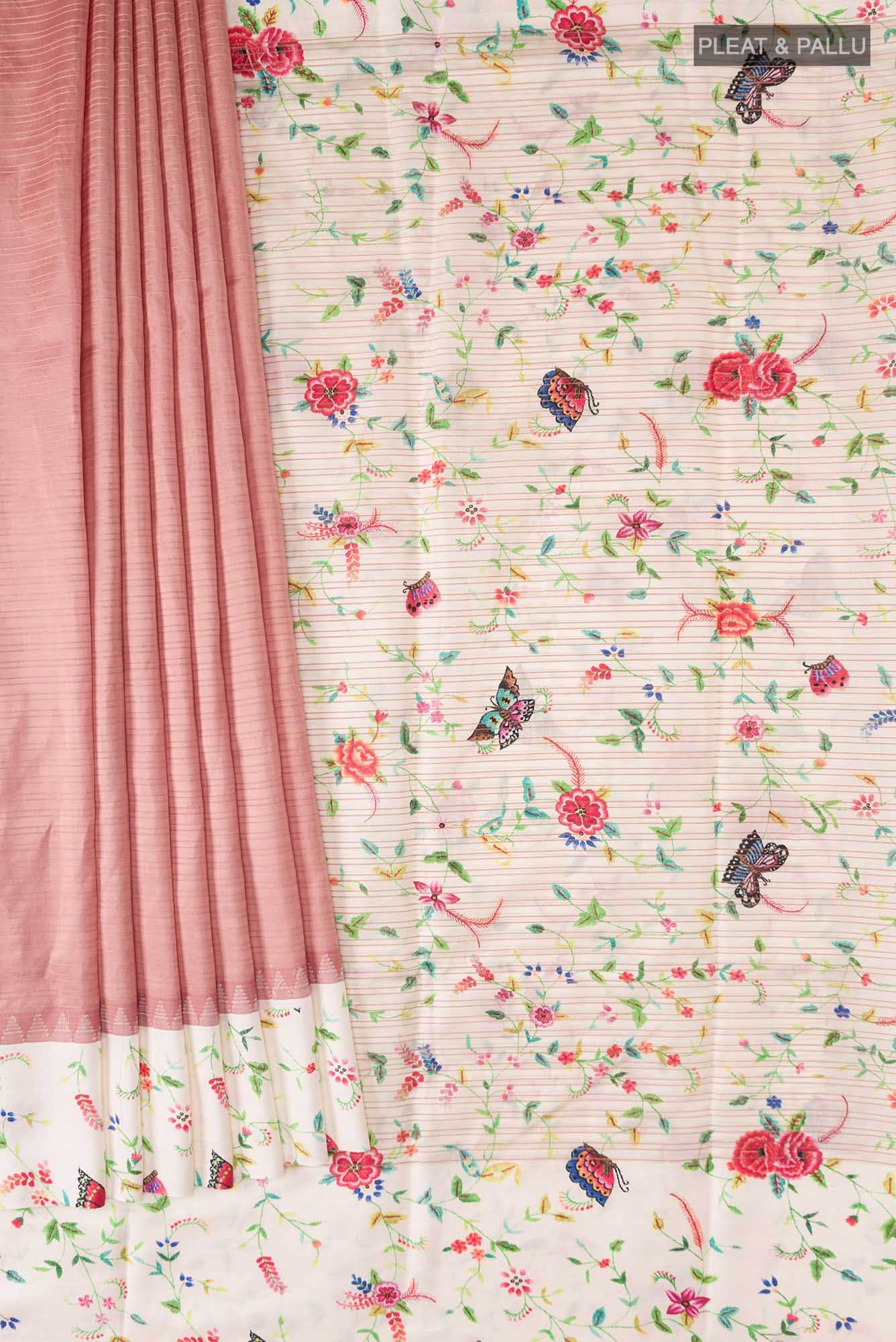Pink Printed Silk Saree - Image 2
