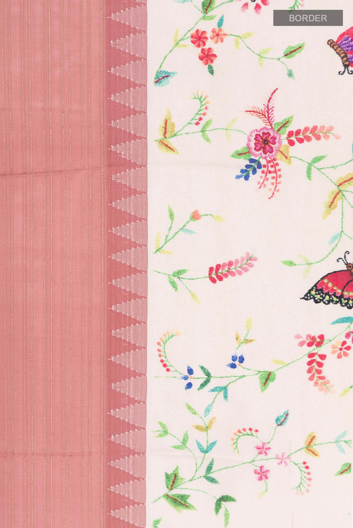 Pink Printed Silk Saree - Image 5